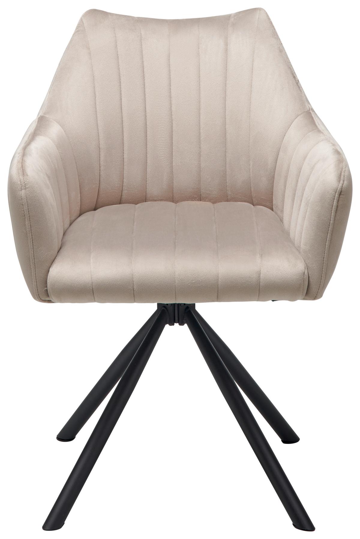 Armlehnstuhl Leila Braun/Schwarz Gepolstert - Beige/Schwarz, LIFESTYLE, Textil/Metall (60/83/59cm) - MID.YOU
