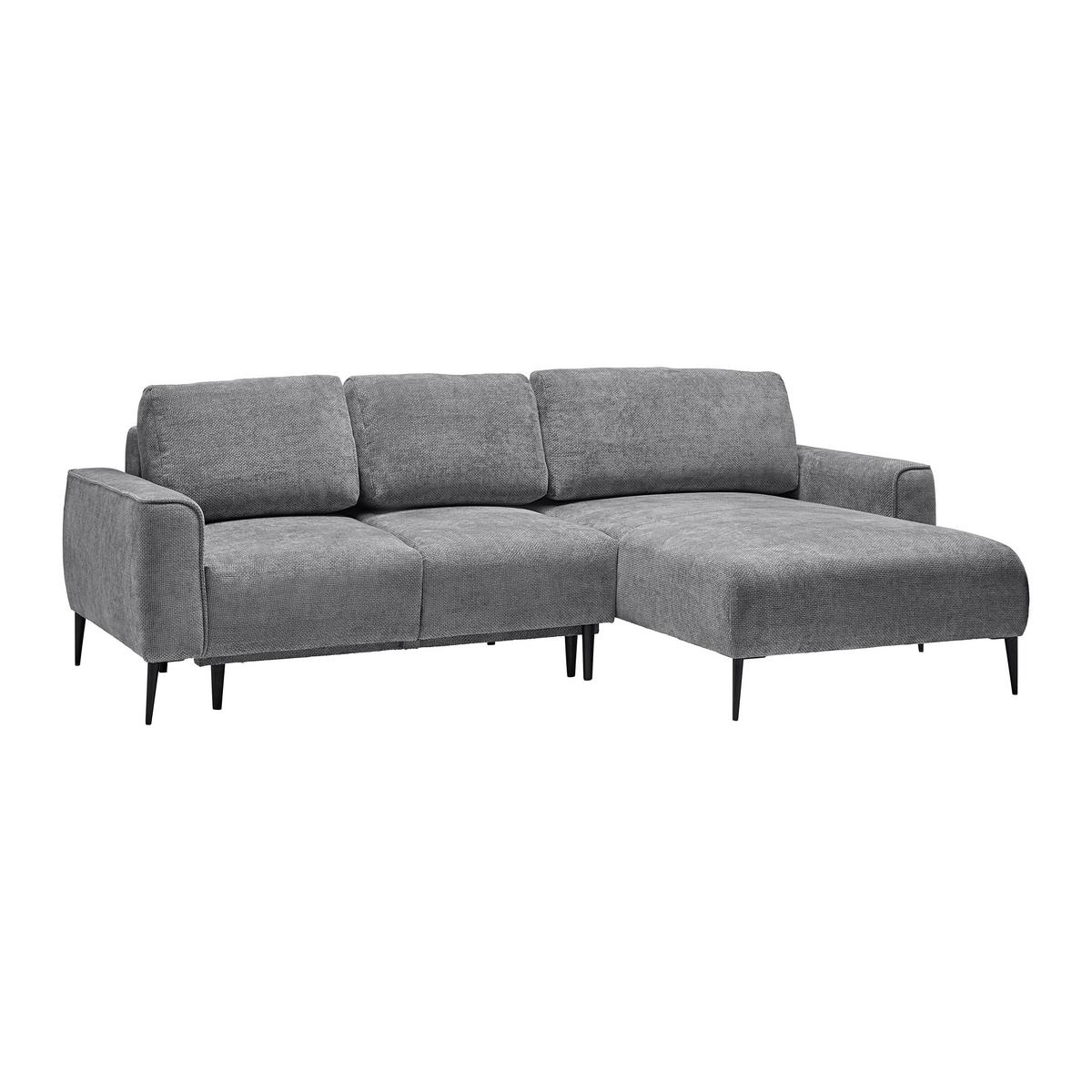 Rohová sedačka CUSTOM, pravá, šedá žinylka - šedá/černá, Moderní, kov/textil (255/164cm) - Mömax