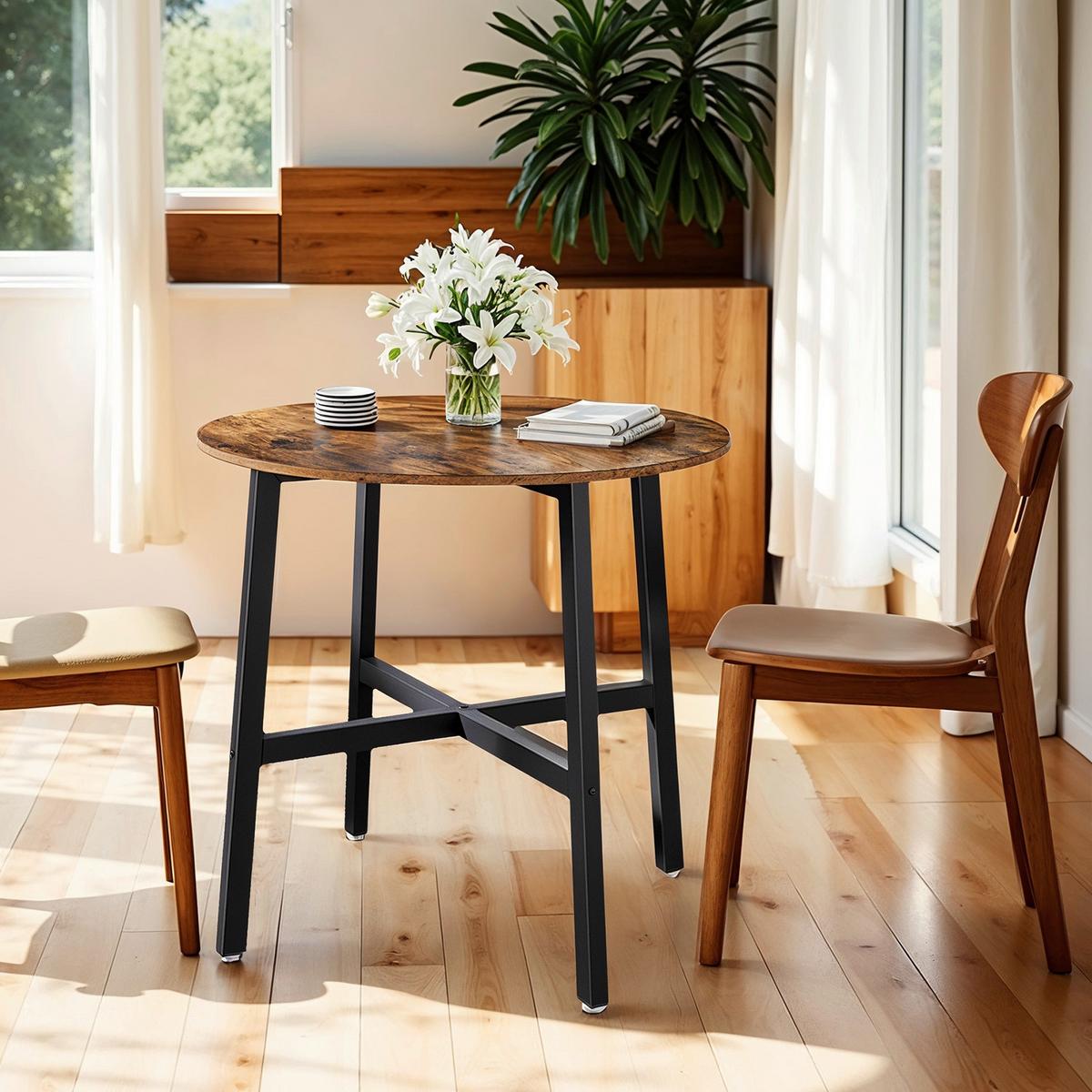 Esstisch Kdt080b01v1 - Schwarz/Braun, Trend, Holzwerkstoff/Metall (80/75/80cm) - MID.YOU