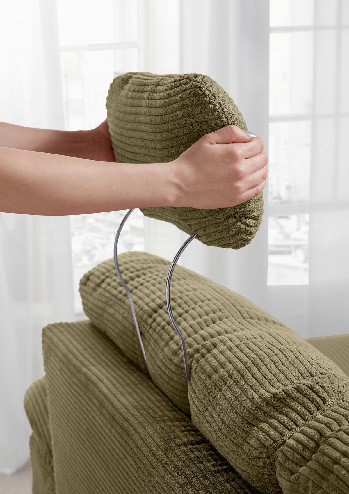 Wohnlandschaft Brizzini mit Schlaffunktion, Olivgrün - Naturfarben/Olivgrün, MODERN, Textil (176/338-352/206cm) - Livetastic