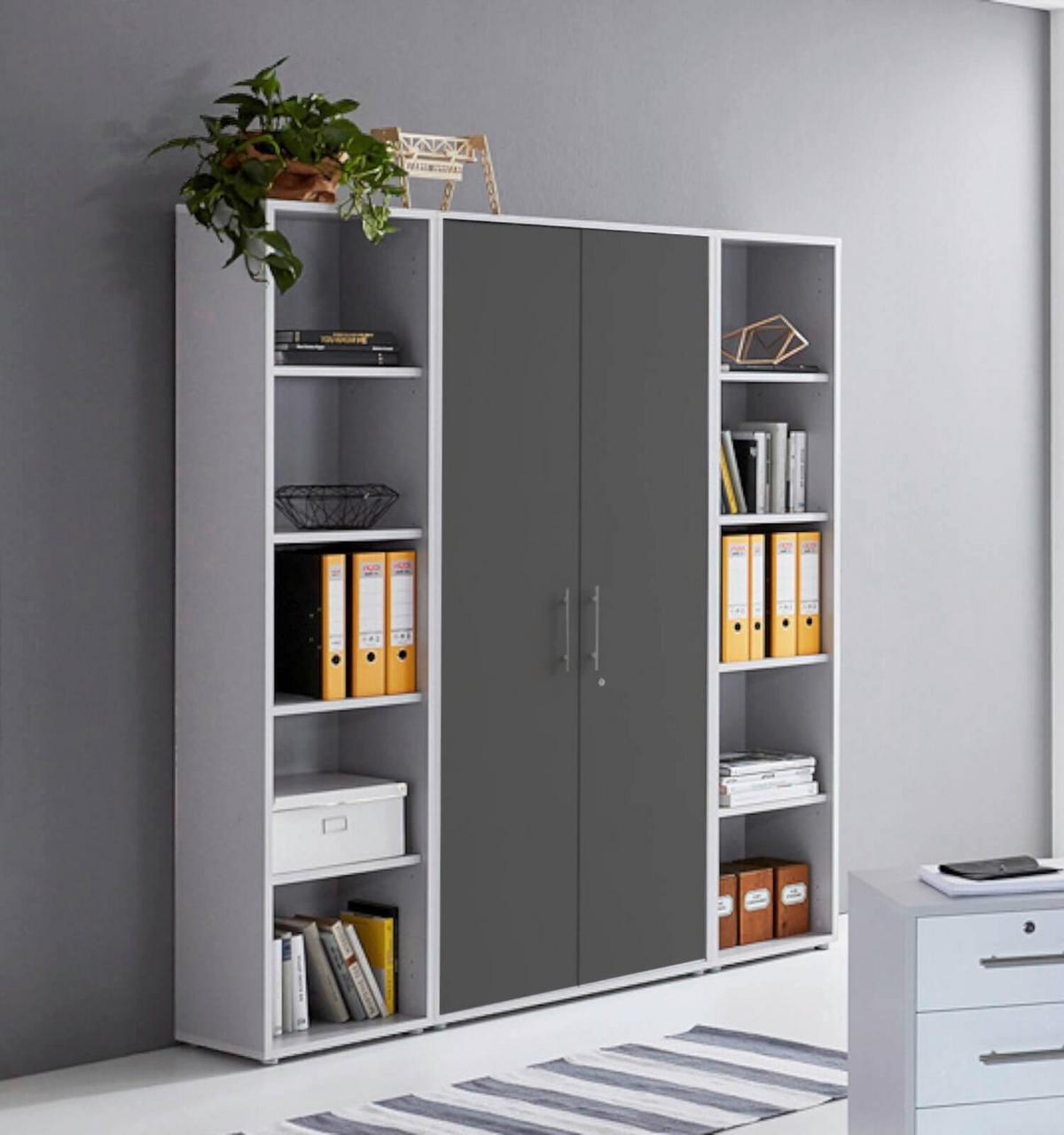 AKTENSCHRANK OFFICE EDITION - SW SET 3 - Anthrazit/Hellgrau, MODERN, Holzwerkstoff (172,6/185,6/33cm) - MID.YOU