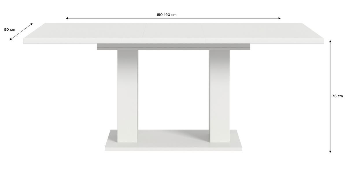 Ausziehtisch Marlon 150 Az Melamin Weiß, B:150-190 cm - Weiß, KONVENTIONELL, Holzwerkstoff (150-190/90/76cm) - MID.YOU