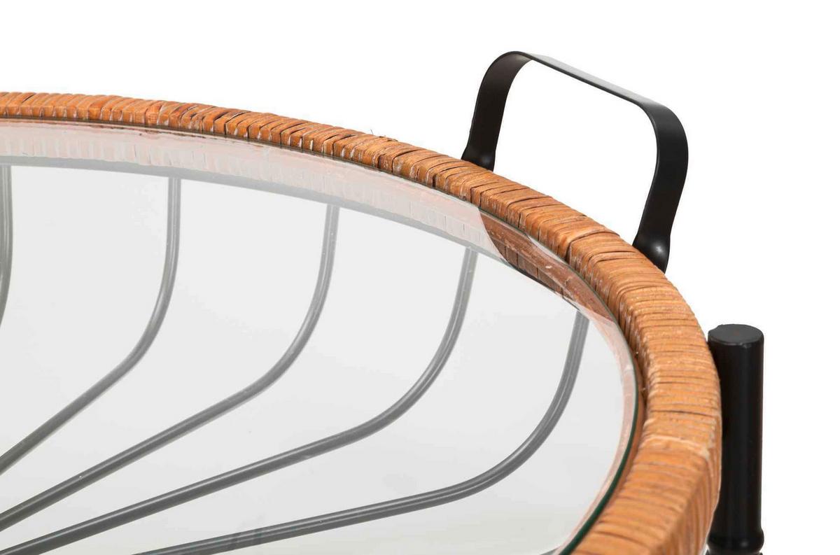 Couchtisch Cebu With Glass Schwarz, Naturfarben B: 70,5cm - Schwarz/Naturfarben, Basics, Glas/Holz (70,5/57/65cm)