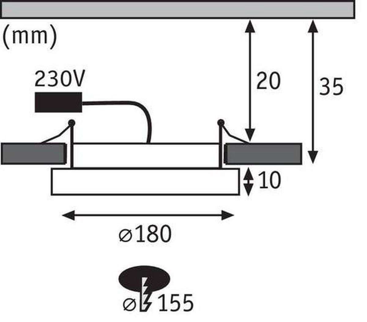Led-deckenleuchte Ø 18 Cm Nickelfarben Matt Rund - Nickelfarben, Basics, Kunststoff (18/1cm) - Paulmann
