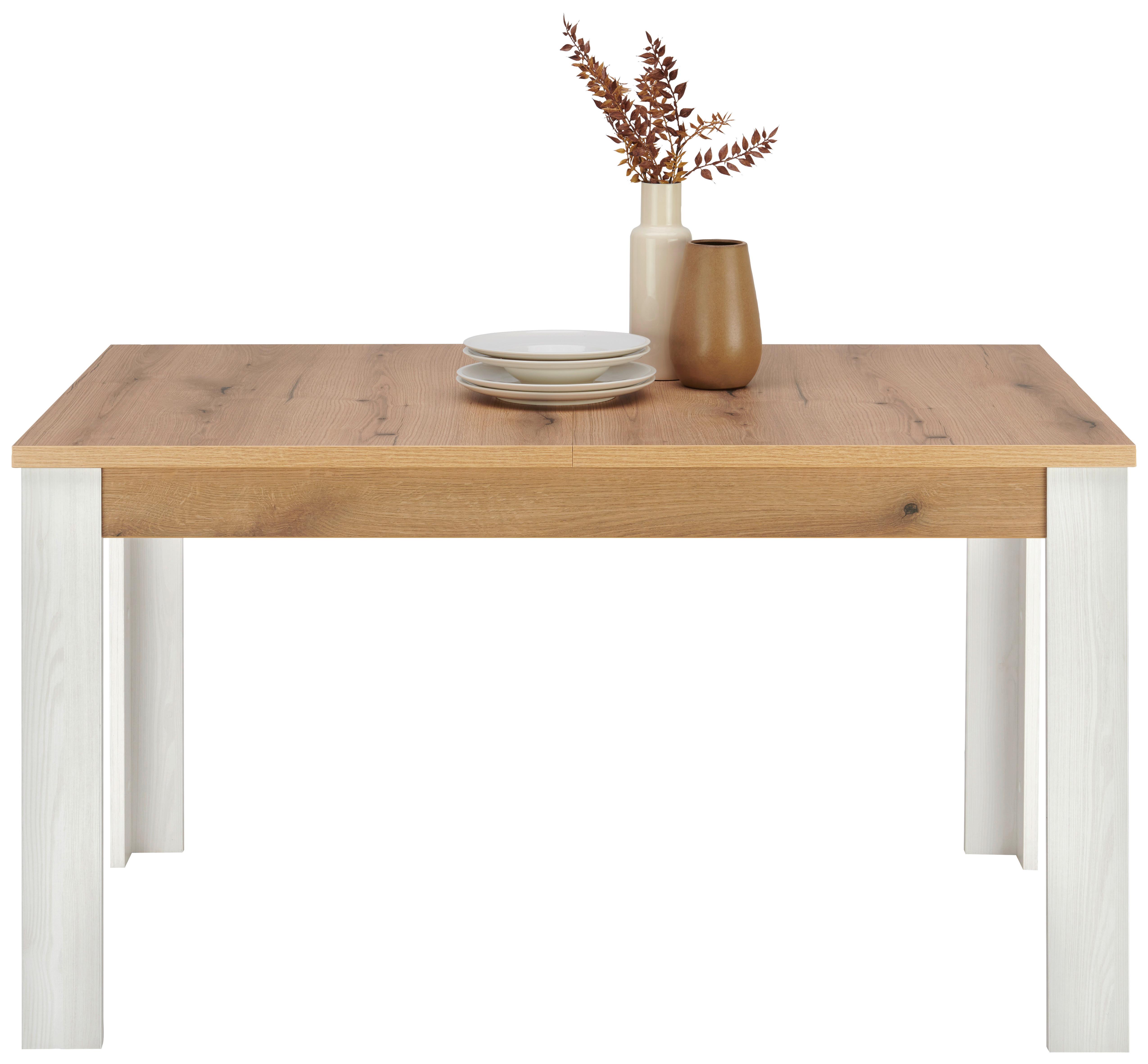 Ausziehtisch Rovigio Weiß/ Eiche-/Lärchefarbe B:140-180cm - Eichefarben/Lärchefarben, KONVENTIONELL, Holzwerkstoff (140-180/76/90cm) - Landscape