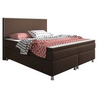 Boxspringbett mit Topper 180x200 cm King Size - Silberfarben/Braun, KONVENTIONELL, Textil (180/115/210cm) - MID.YOU