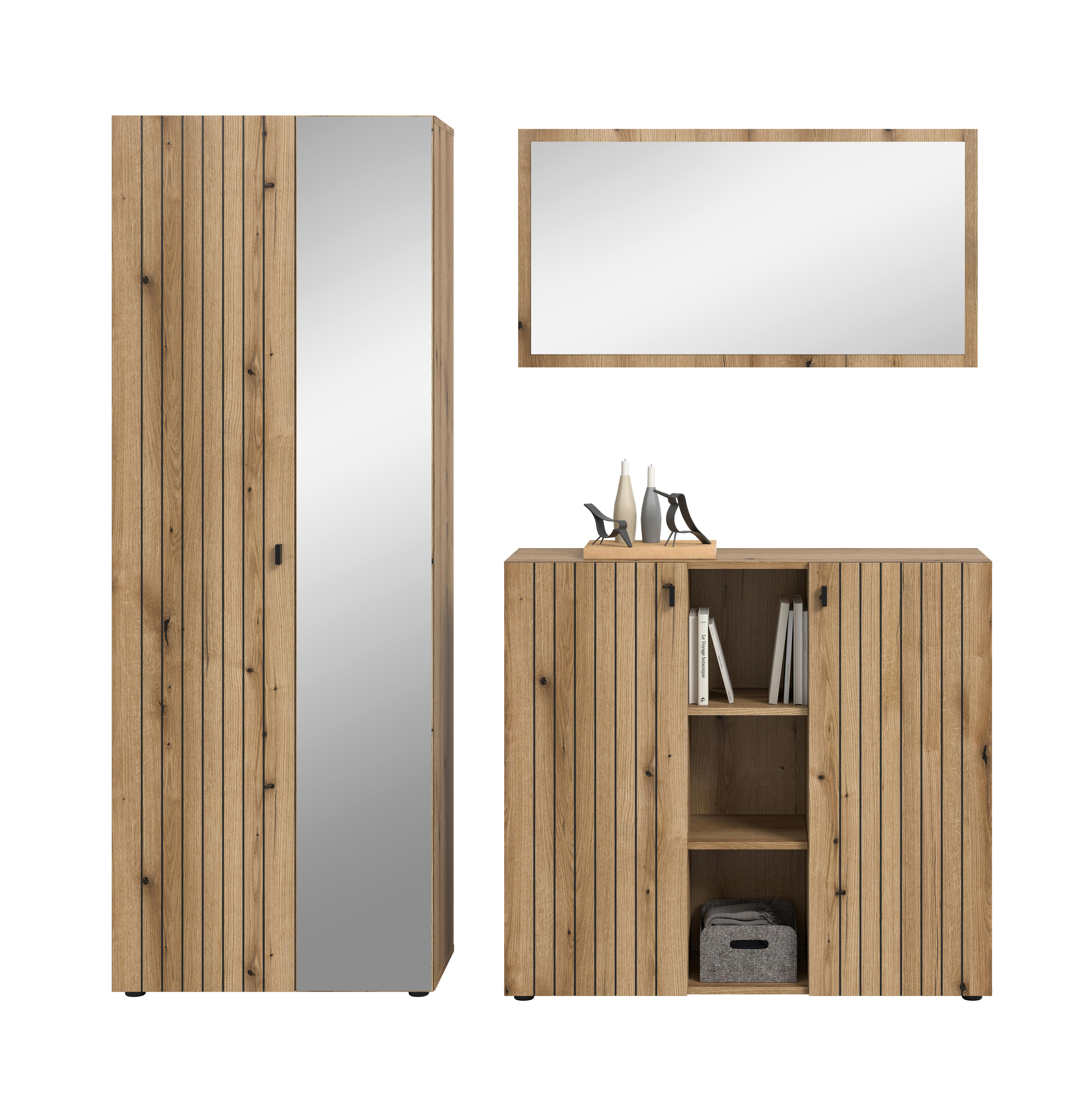 Garderobe Station Eiche Dekor B: 191cm - Eichefarben, Design, Holzwerkstoff (191/192/37cm) - MID.YOU