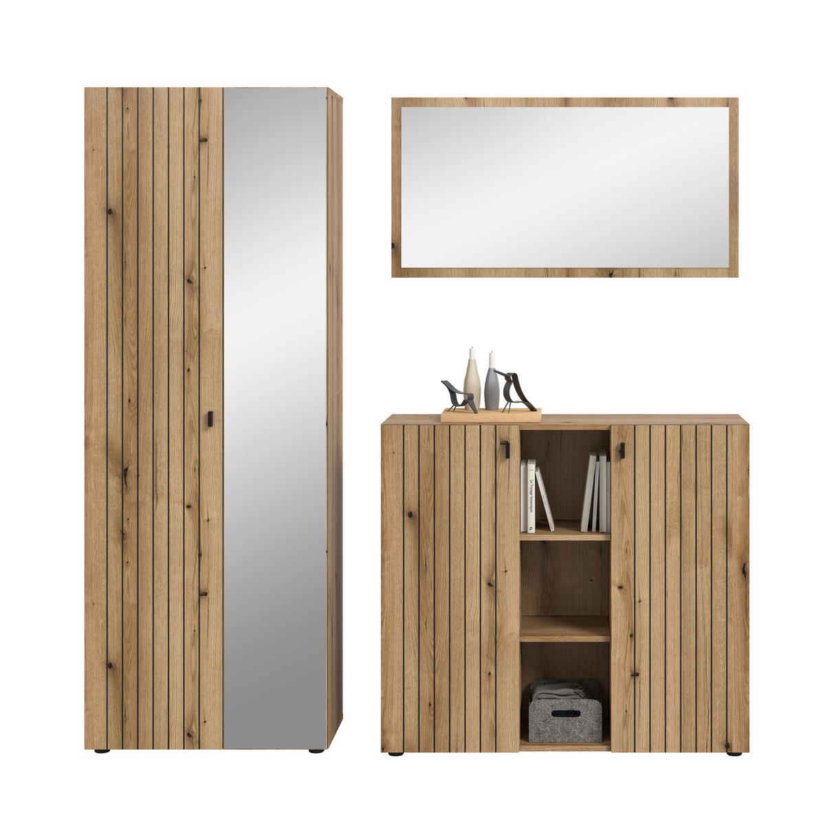 Garderobe Station Eiche Dekor B: 191cm - Eichefarben, Design, Holzwerkstoff (191/192/37cm) - MID.YOU