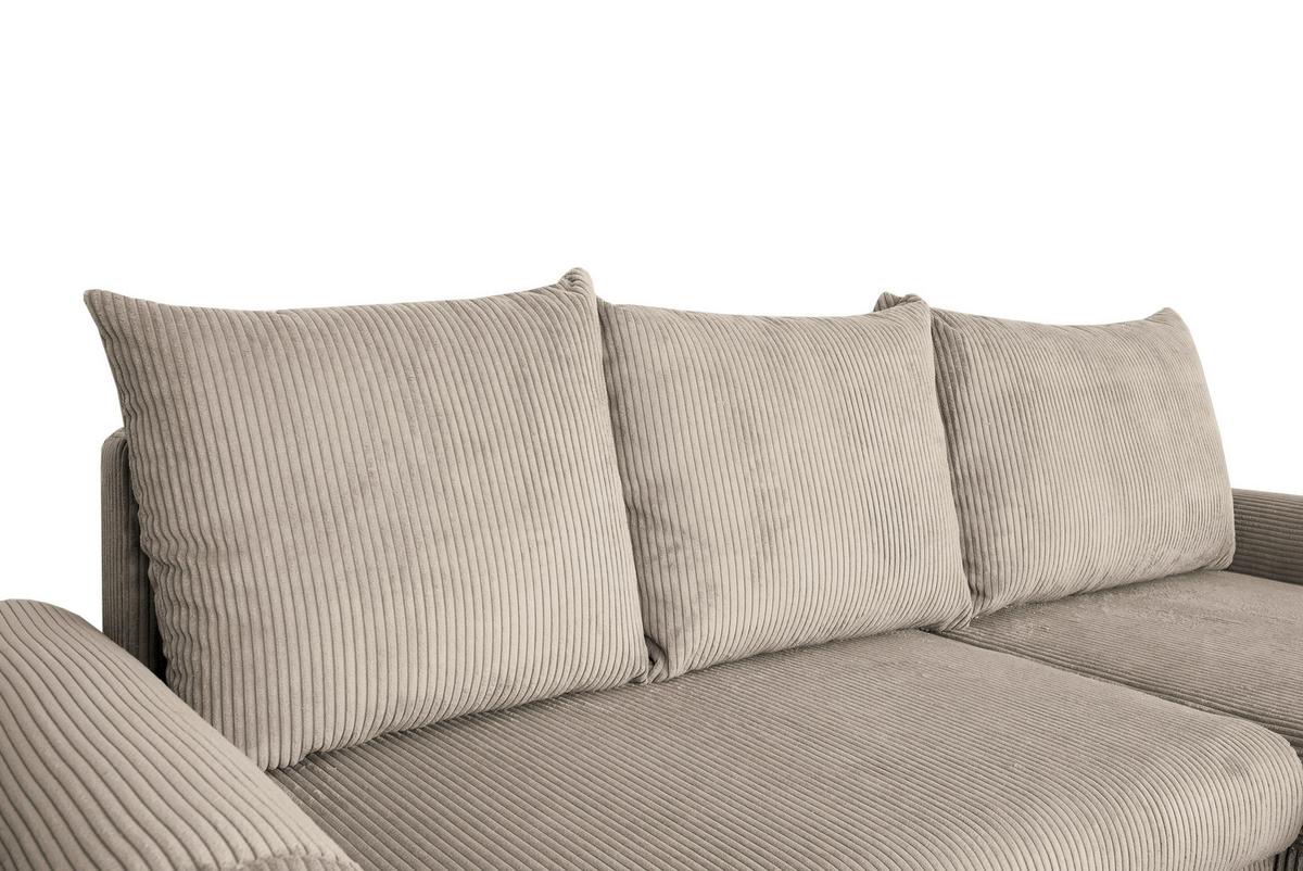 ECKSCHLAFSOFA Vasco, Beige LF: 233x168 cm - Beige/Schwarz, Trend, Textil (233/168cm)