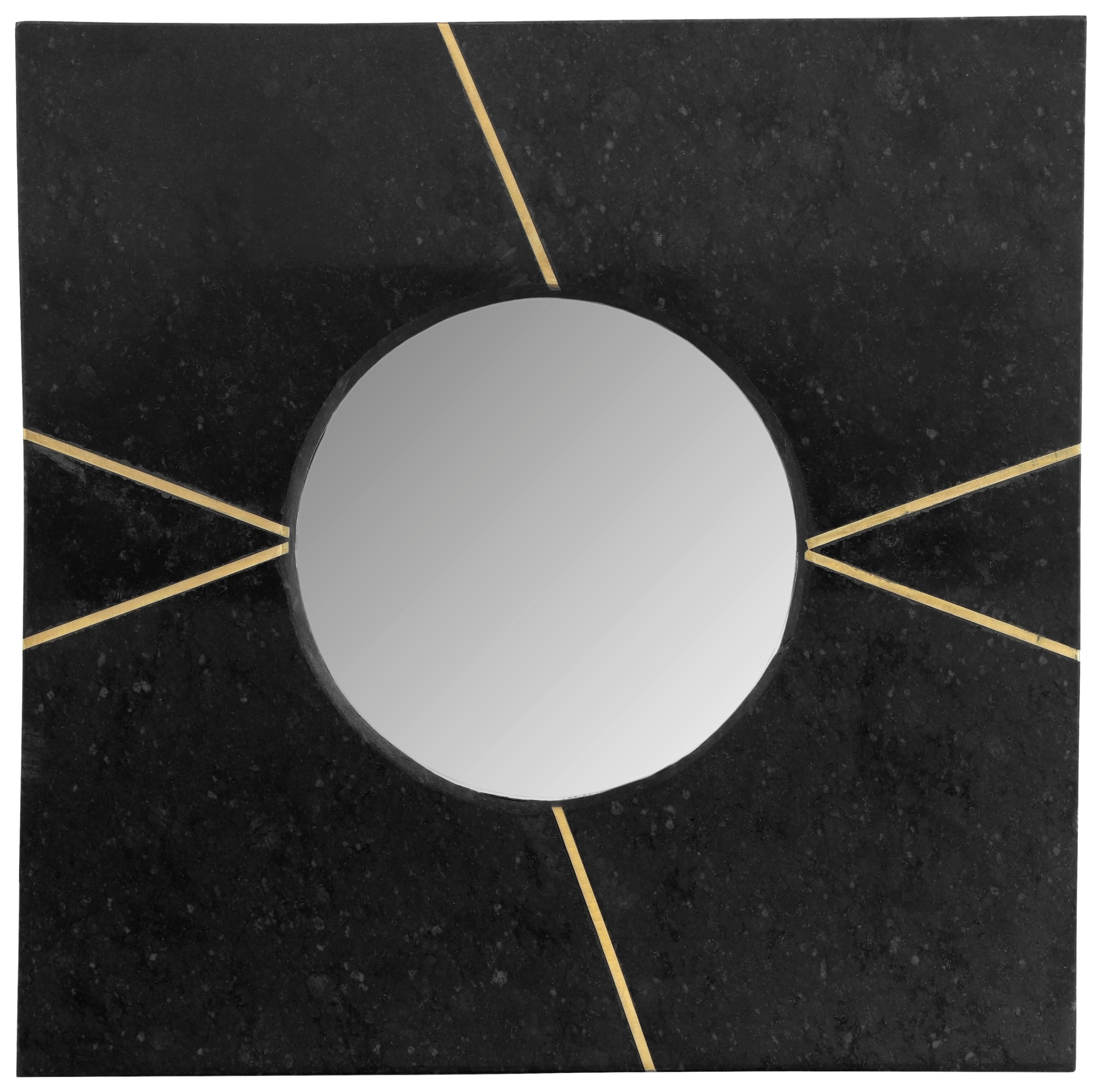 Wandspiegel Dexter 225 Schwarz - Goldfarben/Schwarz, Basics, Glas/Holzwerkstoff (41/41/2cm) - Kayoom