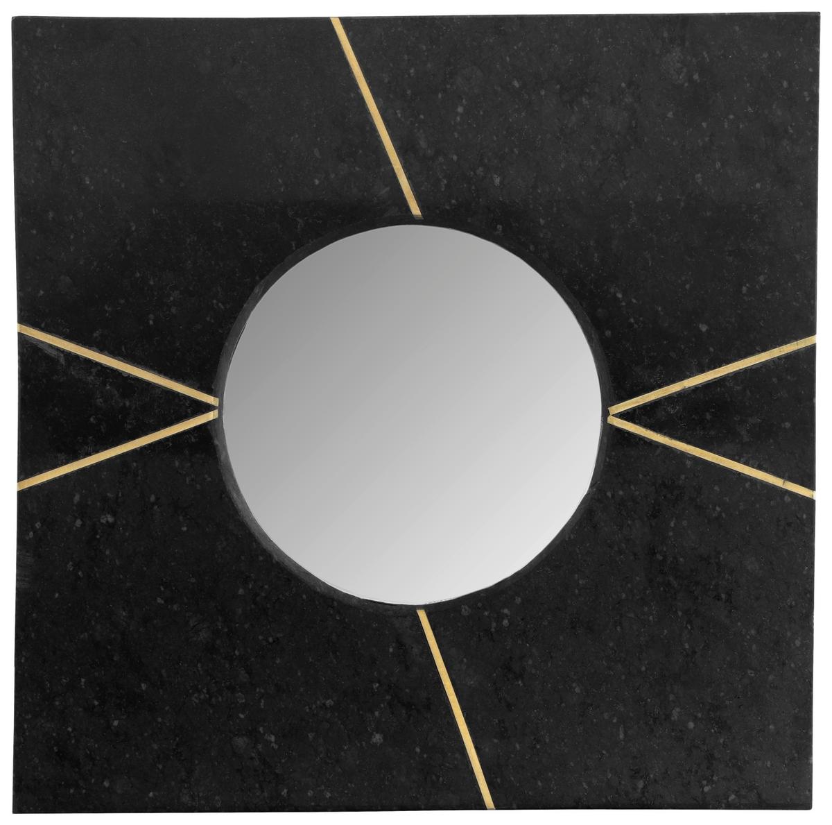 Wandspiegel Dexter 225 Schwarz - Goldfarben/Schwarz, Basics, Glas/Holzwerkstoff (41/41/2cm) - Kayoom