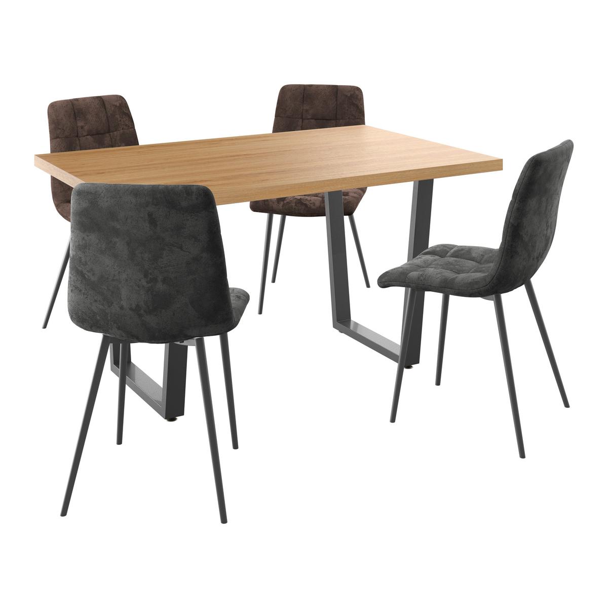 Étkezőasztal Rudi 140 - fekete/Artisan tölgy, Modern, faalapú anyag/fém (140/75/90cm)