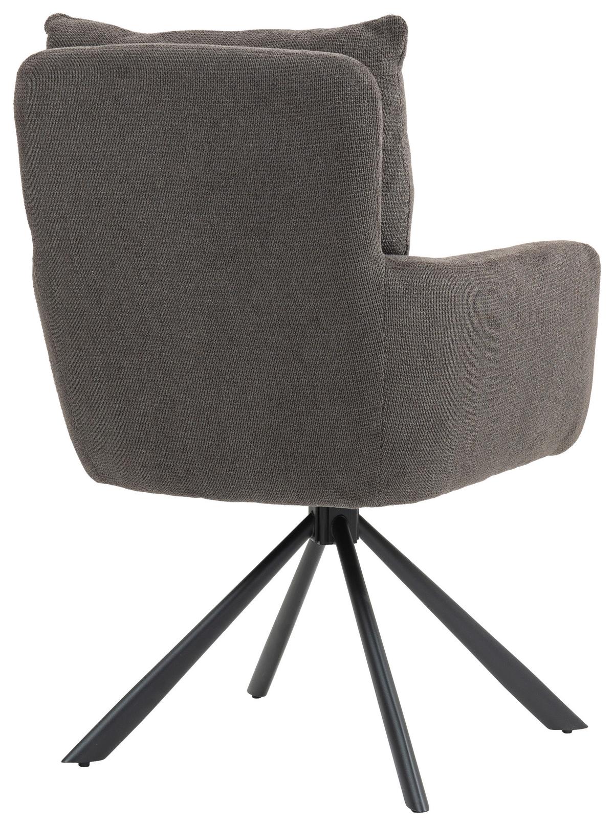 Armlehnstuhl Lina Anthrazit Sitzfl. 180°drehb.,b: 60cm - Dunkelgrau/Anthrazit, KONVENTIONELL, Textil/Metall (60/95/67cm) - MID.YOU