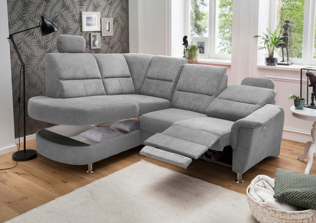 Ecksofa Parole Grau S: 184/231 cm - Chromfarben/Grau, KONVENTIONELL, Textil (184/231cm) - Livetastic