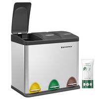 Abfallsammler Schwarz/edelstahlfarben B:47cm - Edelstahlfarben/Schwarz, Basics, Kunststoff/Metall (47/39,5/28,3cm)