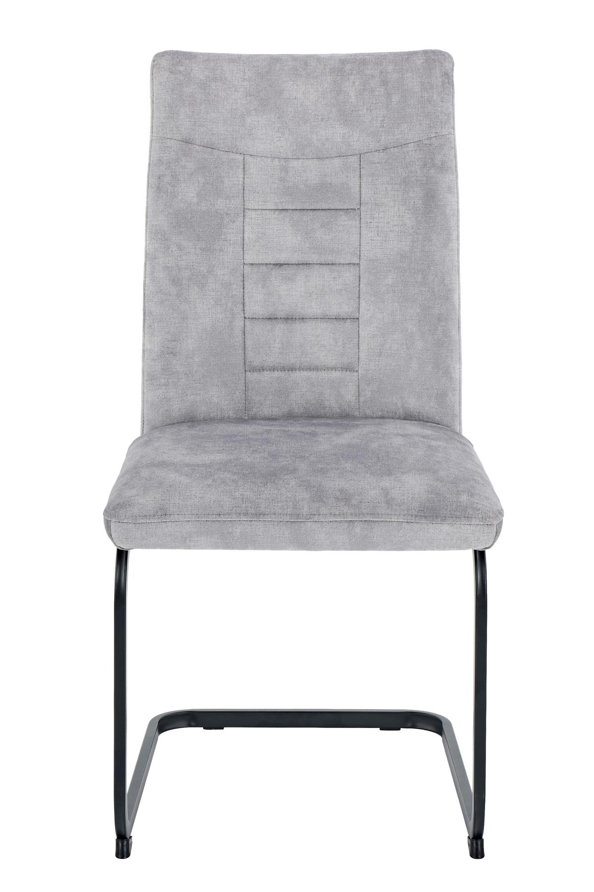 Schwingstuhl-Set Gela S 4er-Set - Silberfarben/Schwarz, MODERN, Textil/Metall (49/98/61cm) - MID.YOU