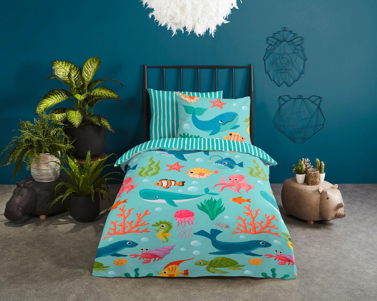 Kinderbettwäsche Ocean Multicolor 140x200 Cm - Multicolor, Trend, Textil (140/200cm)