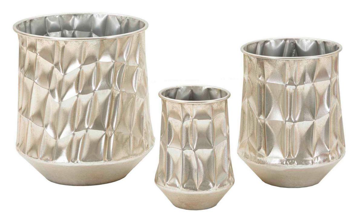 Vase Silver Set 3 Pcs Silberfarben B: 35 Cm - Silberfarben, Basics, Metall (35/38,5/35cm)