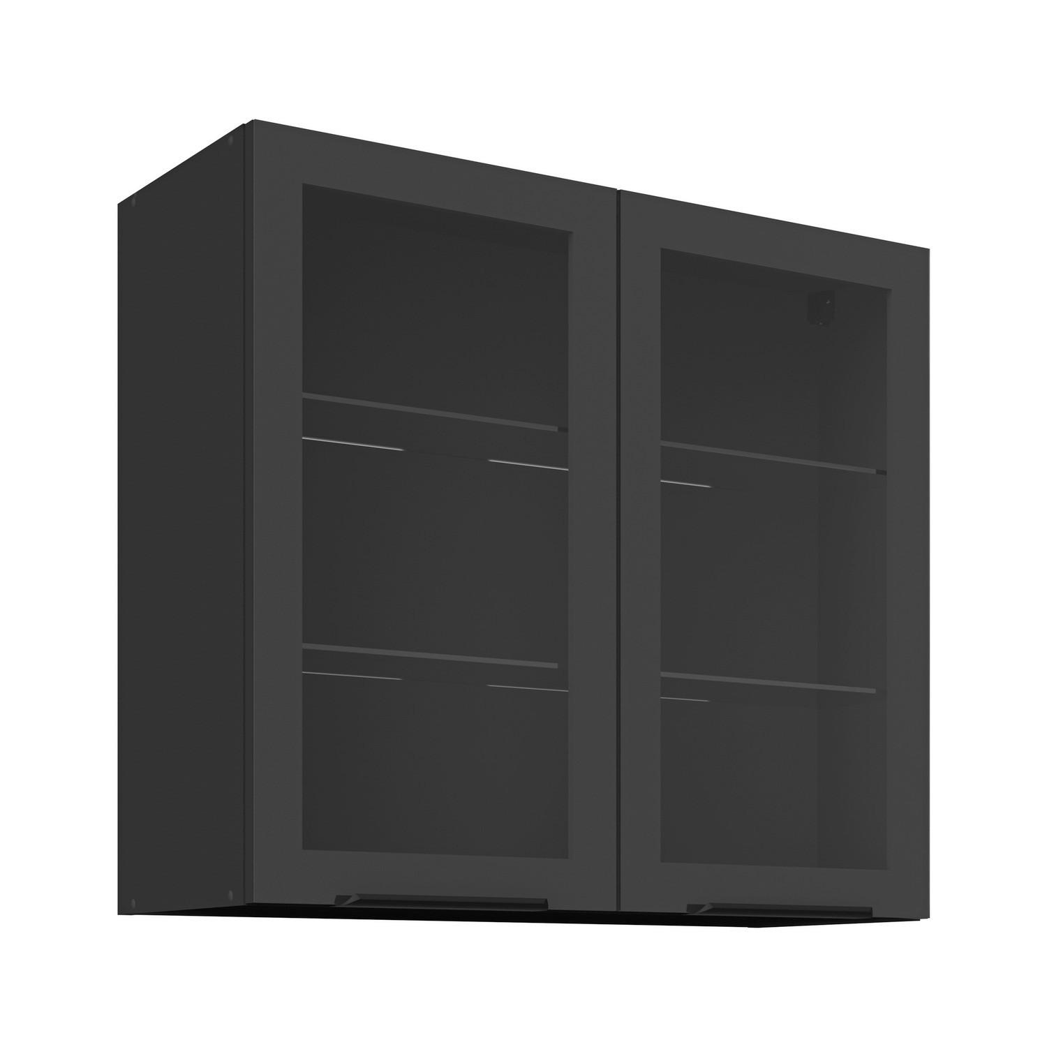 Konyhai Falipolc Arona 80/71,5cm - fekete, Modern, faalapú anyag/üveg (80/71,5/31cm)