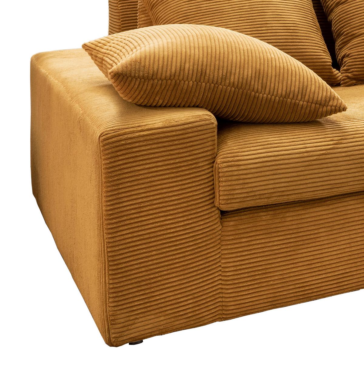 4-Sitzer-Sofa Avellino Goldfarben - Goldfarben/Schwarz, MODERN, Textil (308/80/140cm) - Livetastic