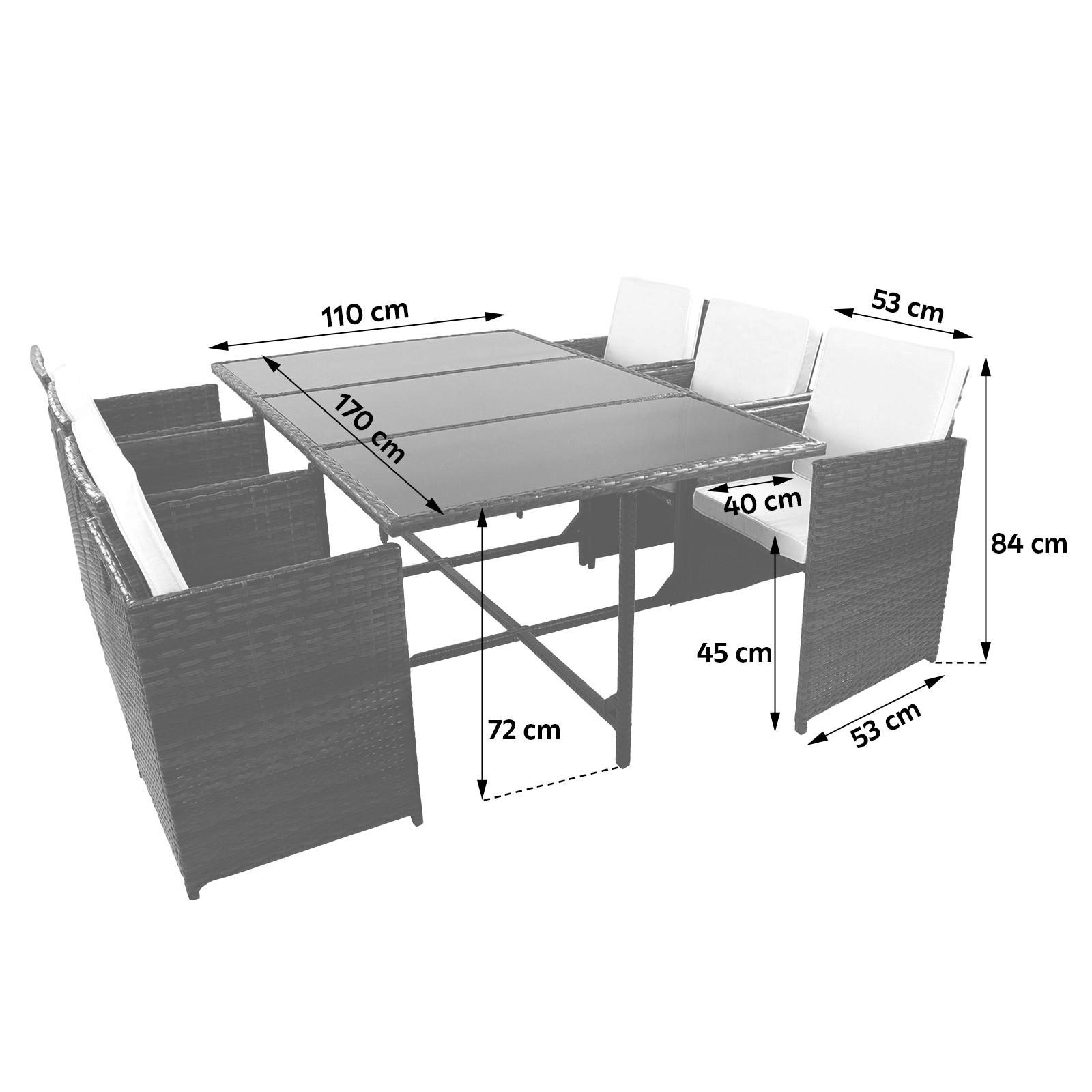 Gartenmöbel Set 7-Tlg. Raloso Metall/Kunststoff/Glas - Creme/Braun, MODERN, Glas/Kunststoff - Ambia Garden