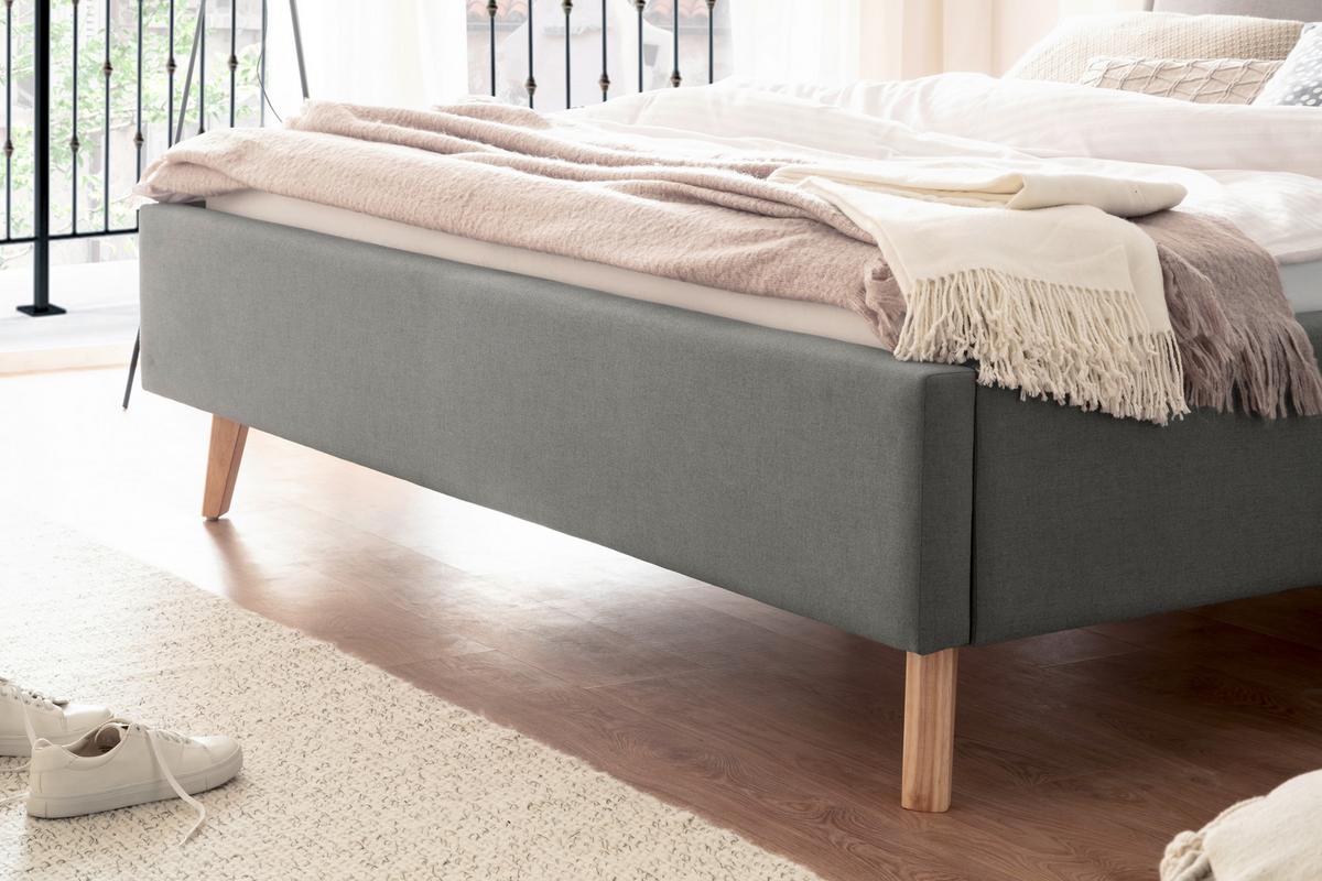 Polsterbett Frieda 160x200cm Hellgrau - Eichefarben/Hellgrau, KONVENTIONELL, Textil (160/200cm) - Livetastic