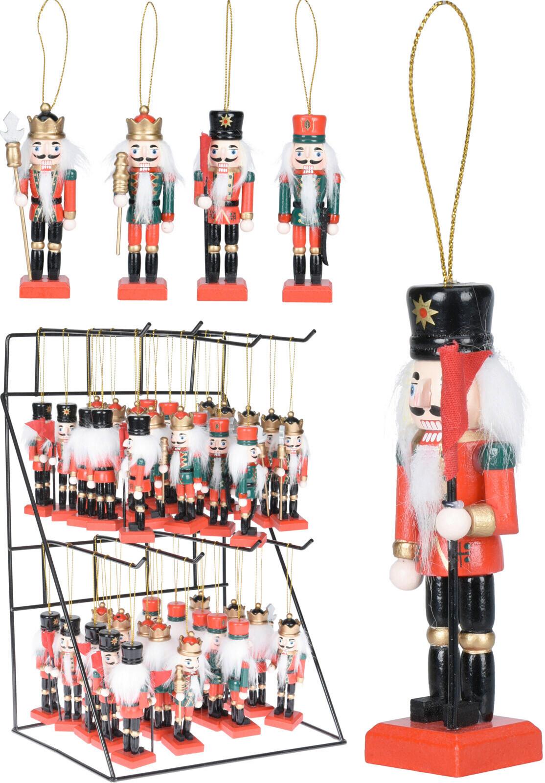 Christbaumdeko Holz Nussknackerfigur bunt - Rot/Schwarz, Basics, Holz (3,5/2,7/10cm)