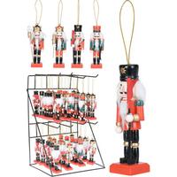 Christbaumdeko Holz Nussknackerfigur bunt - Rot/Schwarz, Basics, Holz (3,5/2,7/10cm)