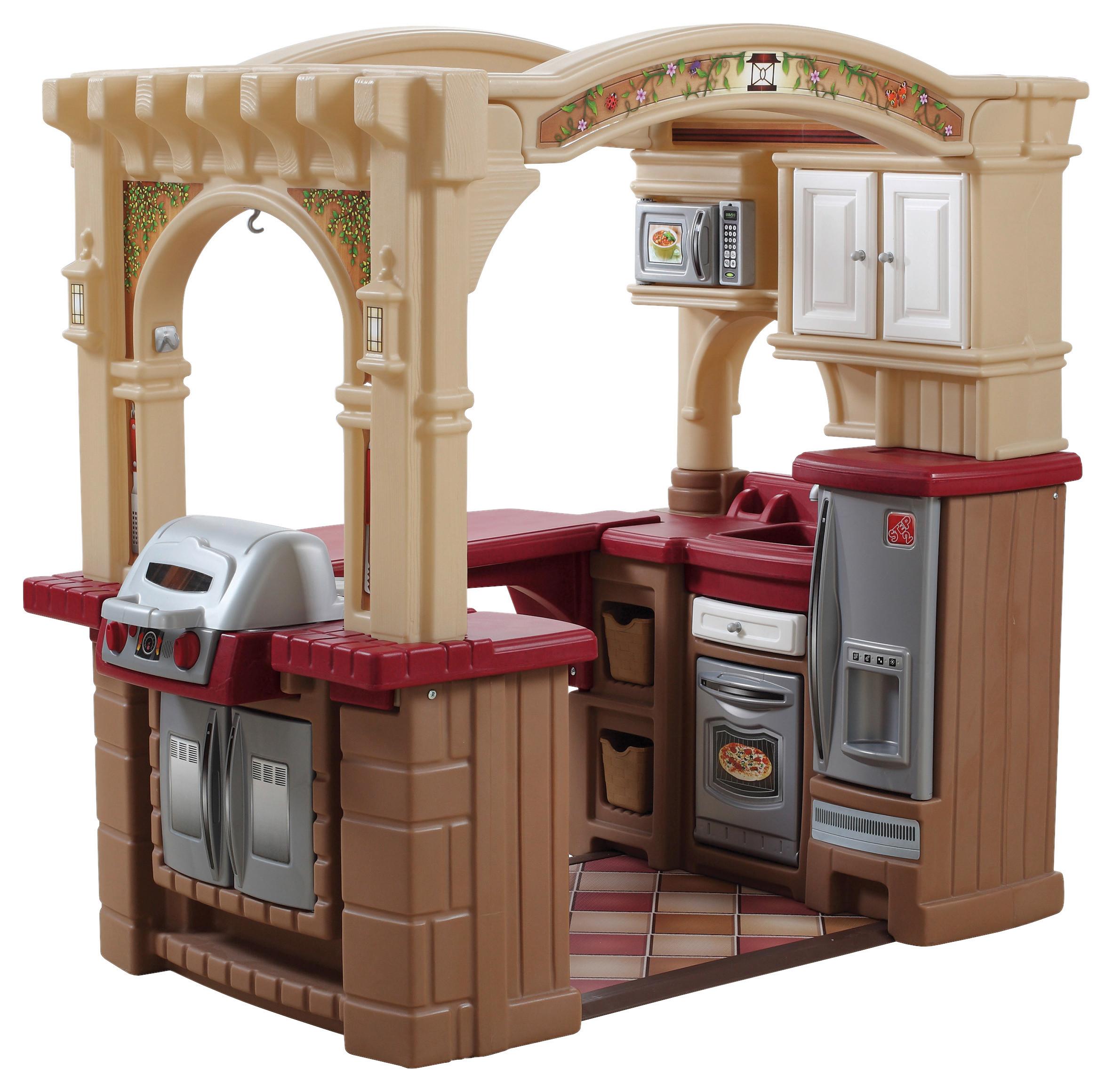 Spielküche Begehbar Kunststoff Ab 2 Jahren Soundeffekte - Beige/Rot, Basics, Kunststoff (129/119,4/92,4cm) - Ambia Garden