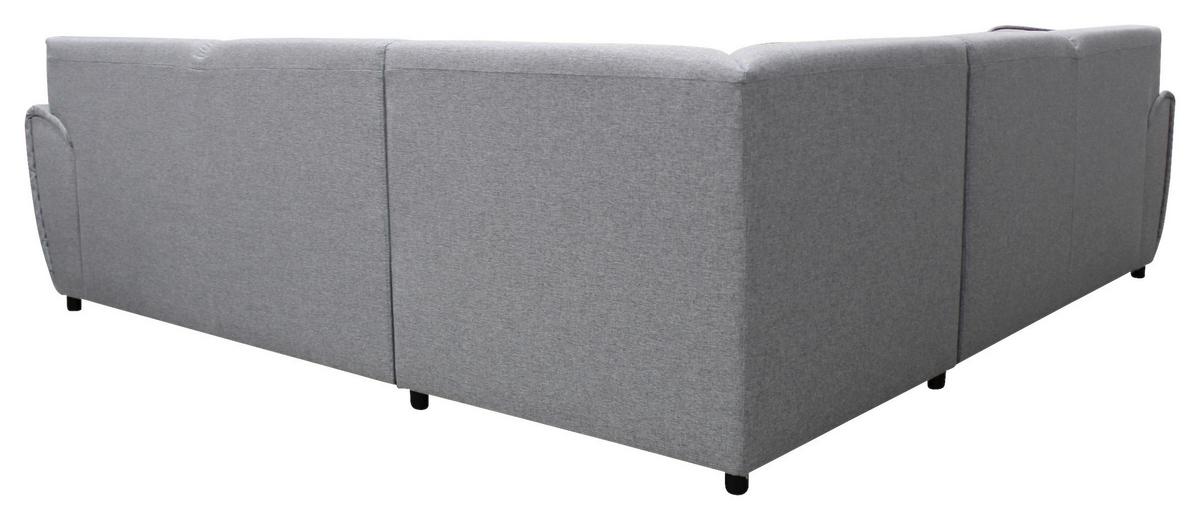 Ecksofa Delux Schwarz/hellgrau Schlaffunktion Ottomane Links - Silberfarben/Hellgrau, Design, Textil (266/266cm) - Livetastic