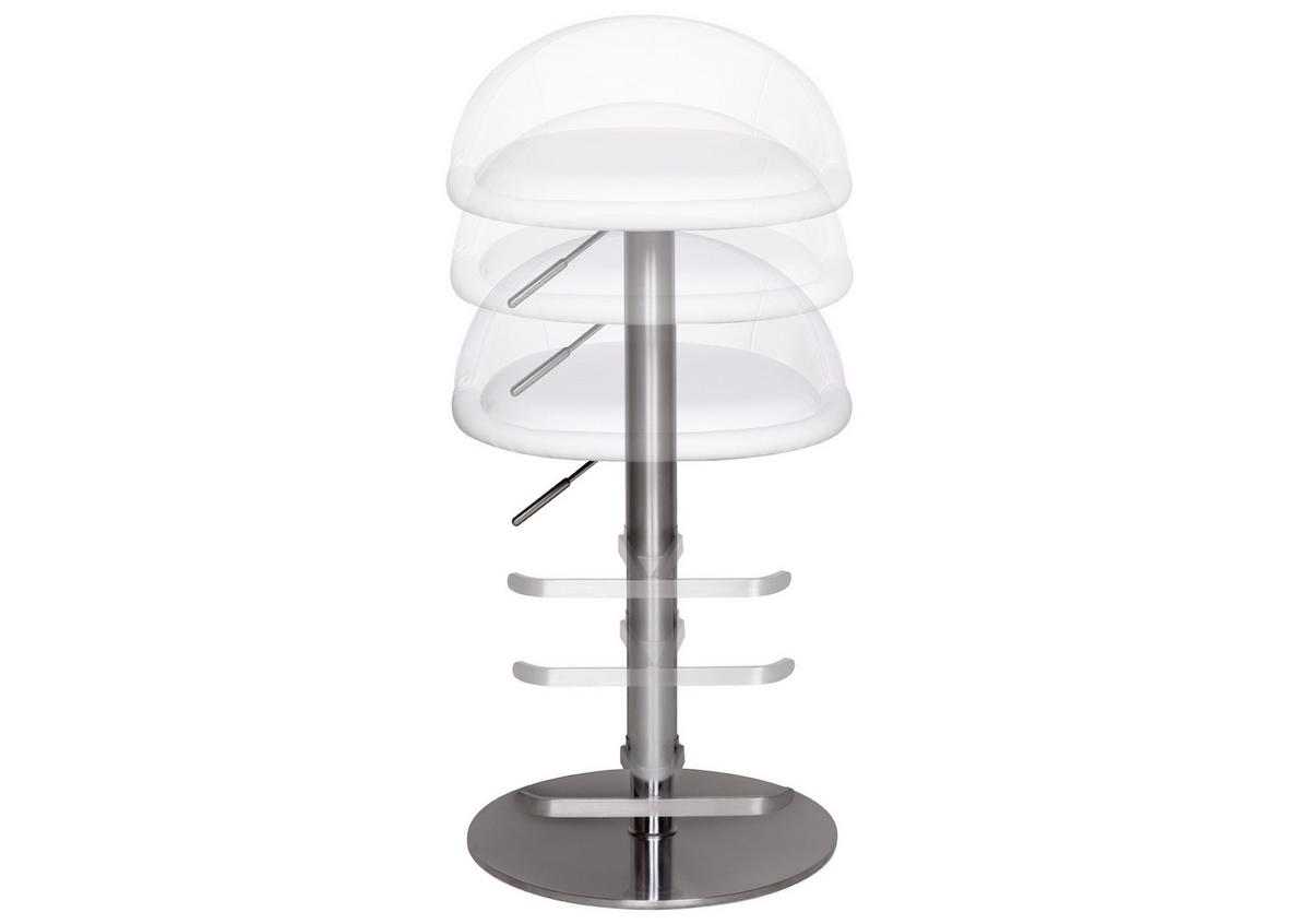 Barhocker höhenverstellbar Mit Lehne Lederlook Weiß - Silberfarben/Weiß, MODERN, Textil/Metall (43/65/43cm) - MID.YOU