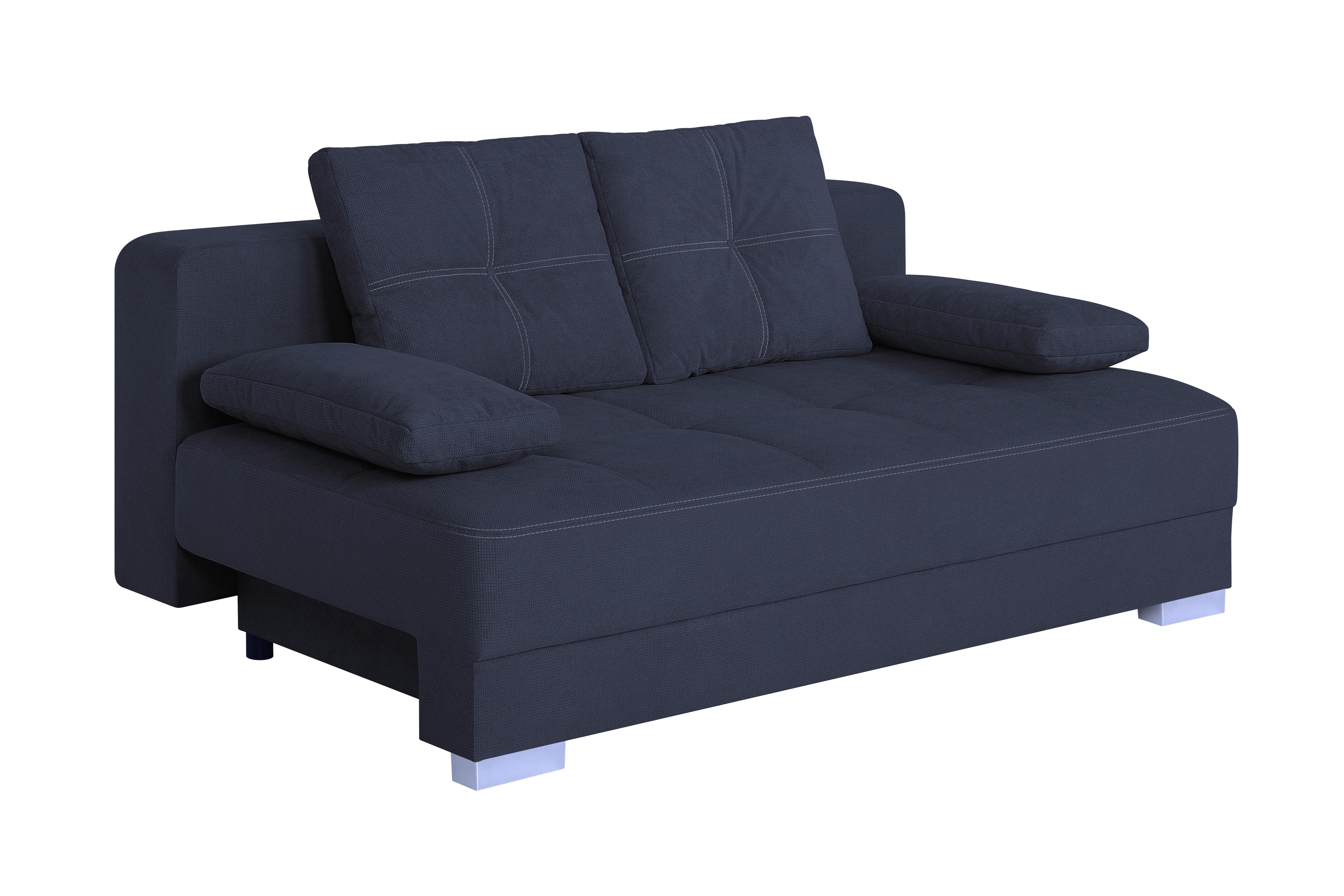 Rozkladacia pohovka BEN, tmavomodrá,lôžko,úl.priestor - čierna/biela, Design, kompozitné drevo/textil (200/90/110cm)