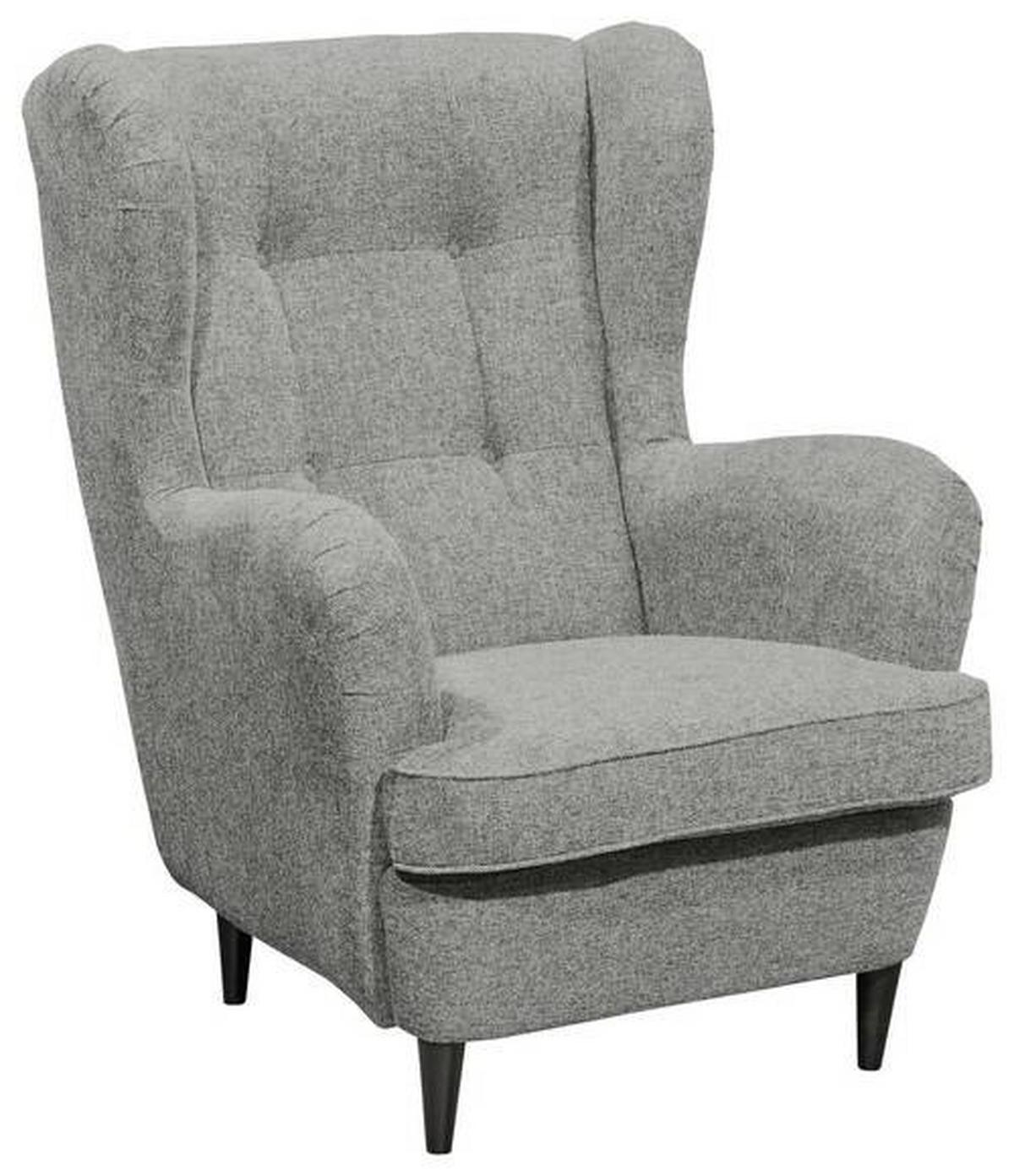Ohrensessel Oskar Hellgrau B: 78 Cm - Hellgrau/Schwarz, Basics, Textil (78/102/98cm) - MID.YOU