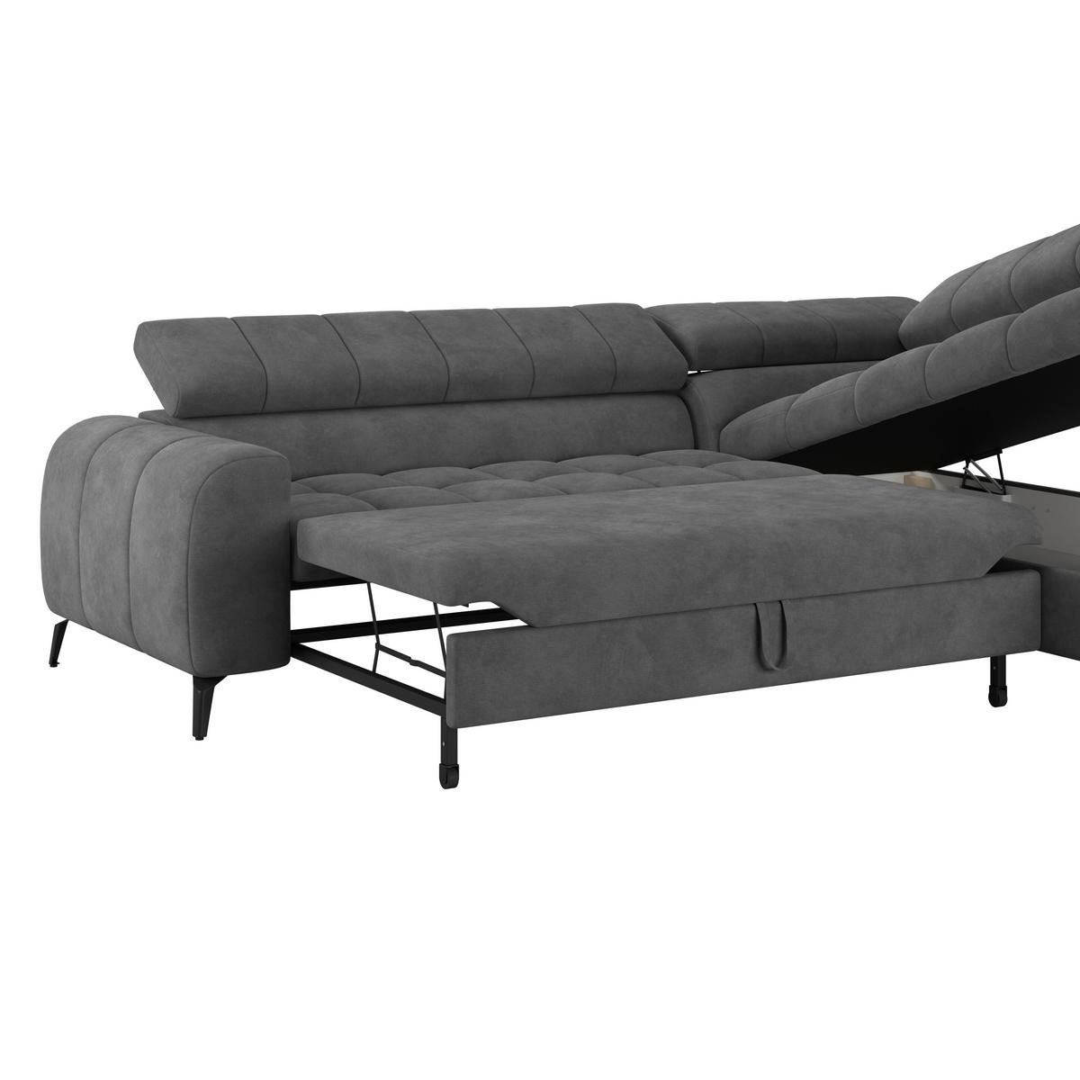 Ecksofa Volf Rechts New Dunkelgrau, S: 261x203 cm - Dunkelgrau/Schwarz, Trend, Kunststoff/Textil (261/203cm)