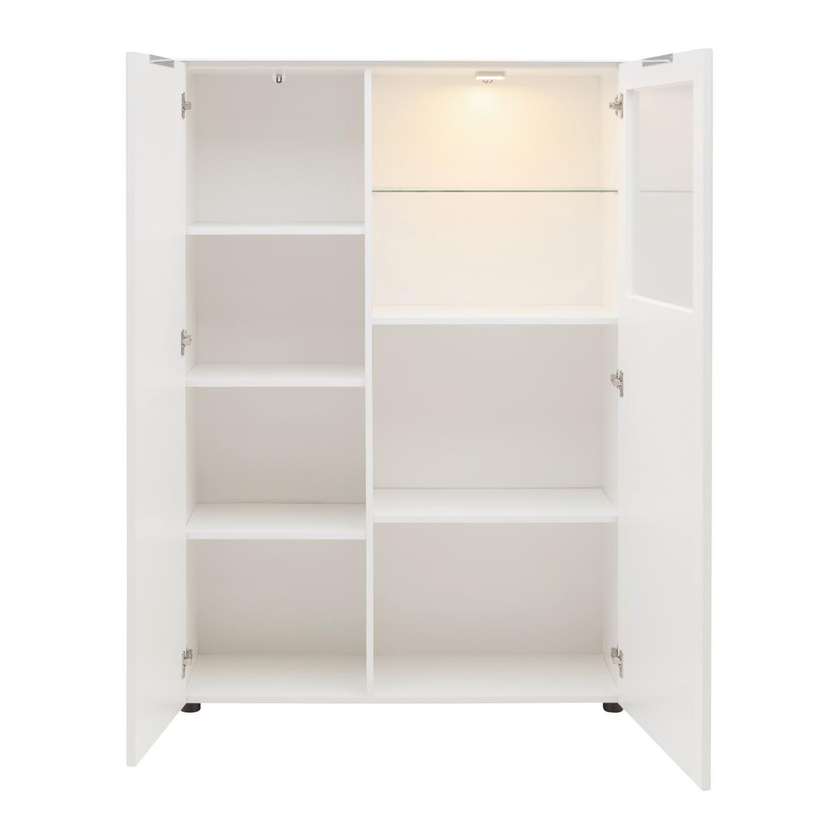 Vitríína Siena sklo, biela - bílá/černá, Moderní, kov/kompozitní dřevo (105/151/40cm) - Premium Living
