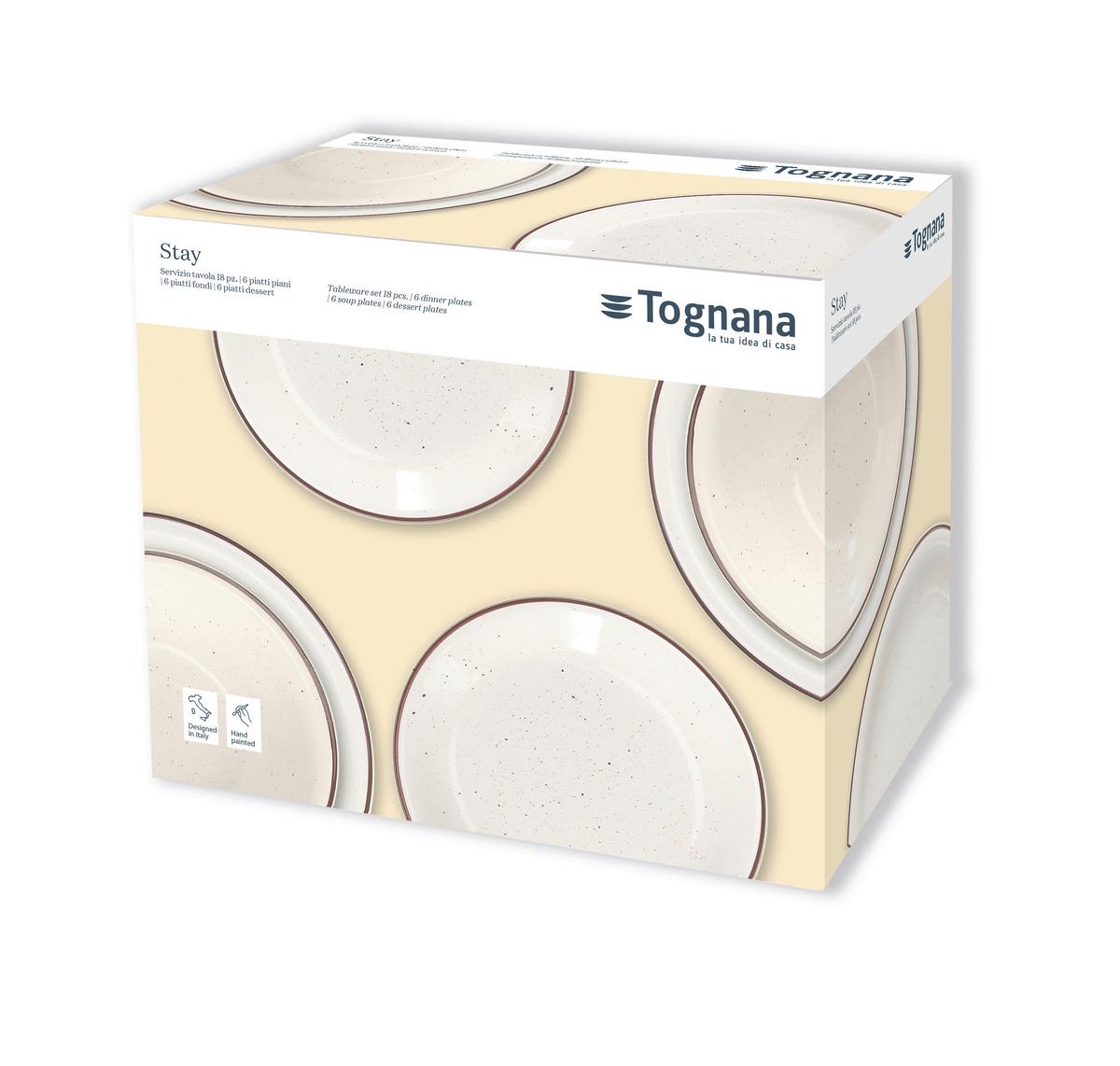 Tafelservice Stay Keramik 6 Personen Geschirr Set - Creme/Braun, Design, Keramik - Tognana
