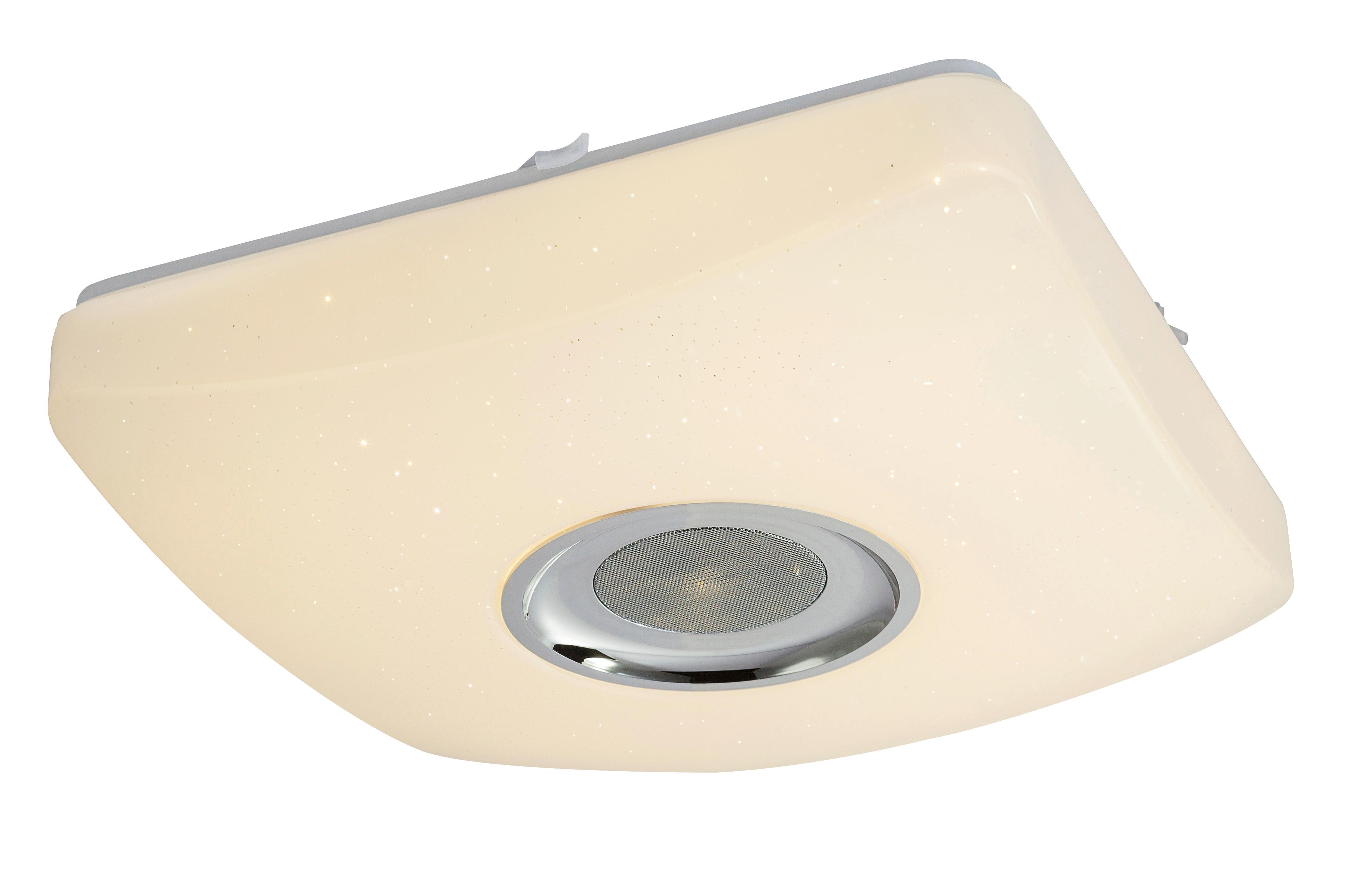 LED-Deckenleuchte Ayleen L: 36,5 cm mit Farbwechsler - Chromfarben/Weiß, Basics, Kunststoff/Metall (36,5/36,5/9cm) - Globo