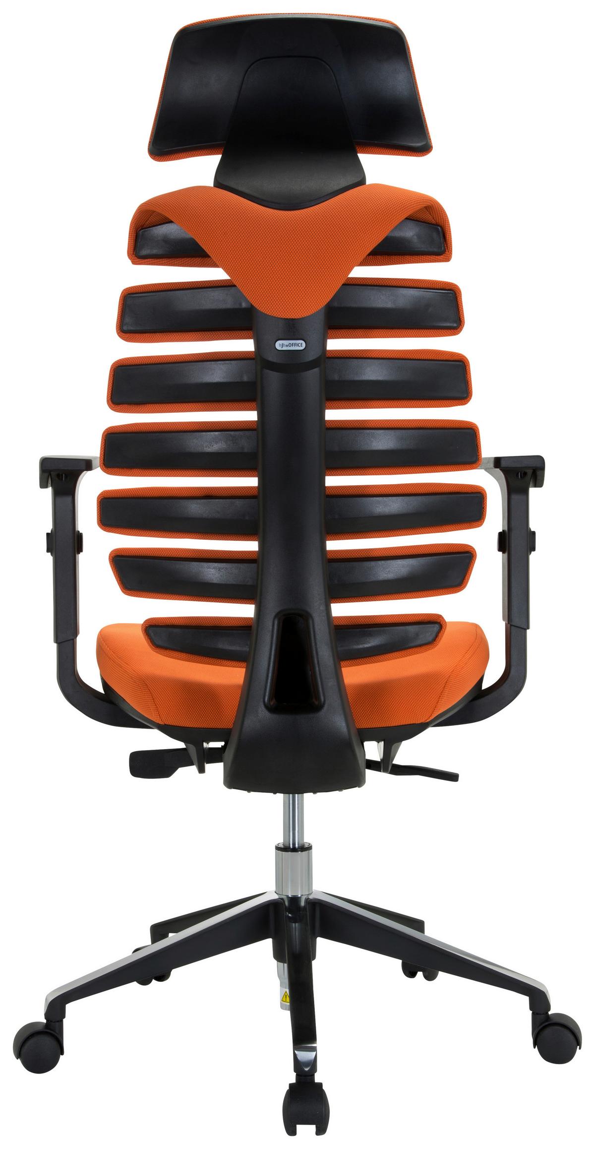 Drehstuhl Ergoline Ii Pro Orange/schwarz - Alufarben/Schwarz, MODERN, Kunststoff/Textil (65/131/53cm) - MID.YOU