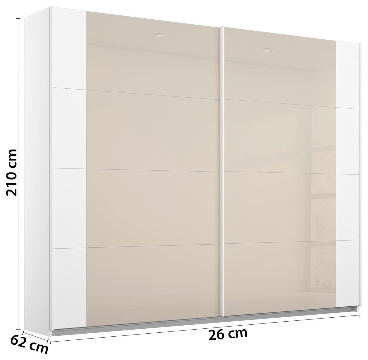 Schwebetürenschrank Artemis B: 226 cm Weiß/Champagner - Champagner/Weiß, MODERN, Holzwerkstoff (226/210/62cm) - Rauch Möbel