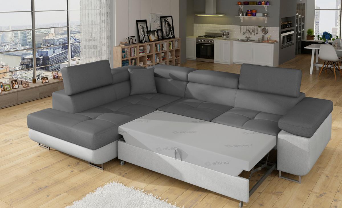 Ecksofa Anton Grau, Hellgrau S:203x272 Cm - Chromfarben/Hellgrau, Design, Textil (203/272cm) - MID.YOU