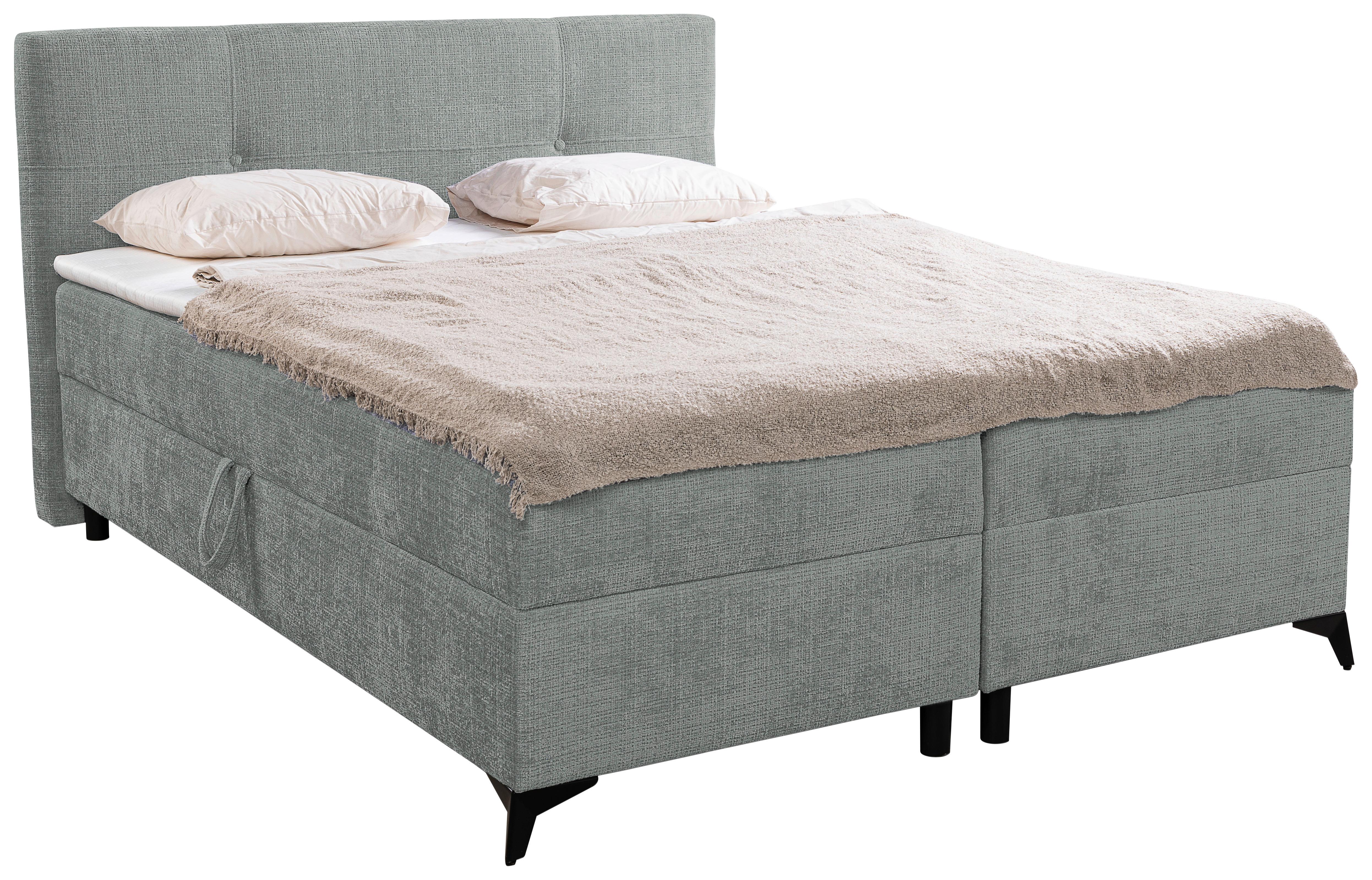 Boxbett mit Bettkasten Haga Grau 180x200 cm - Schwarz/Grau, MODERN, Holz/Kunststoff (180/200cm) - MID.YOU