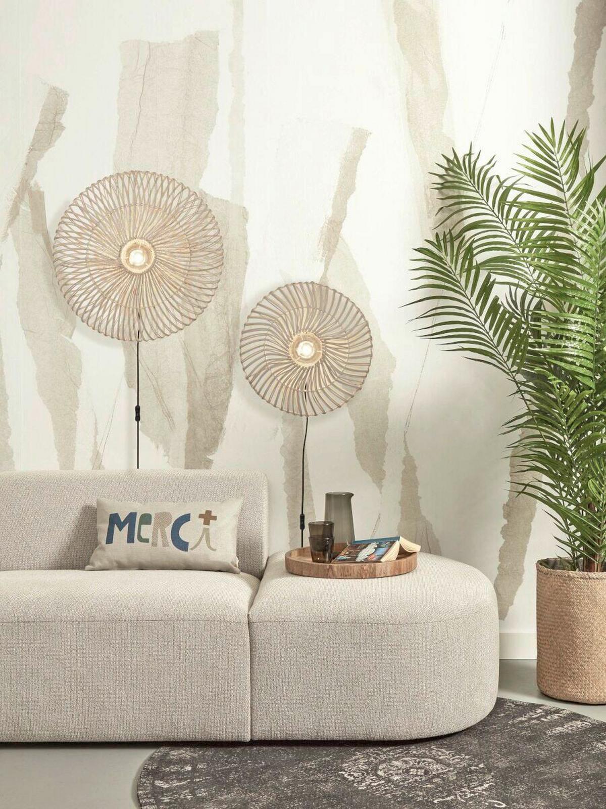 Wandleuchte Zanzibar/W/5514/W - Weiß, Trend, Naturmaterialien (55/14cm) - Good & Mojo