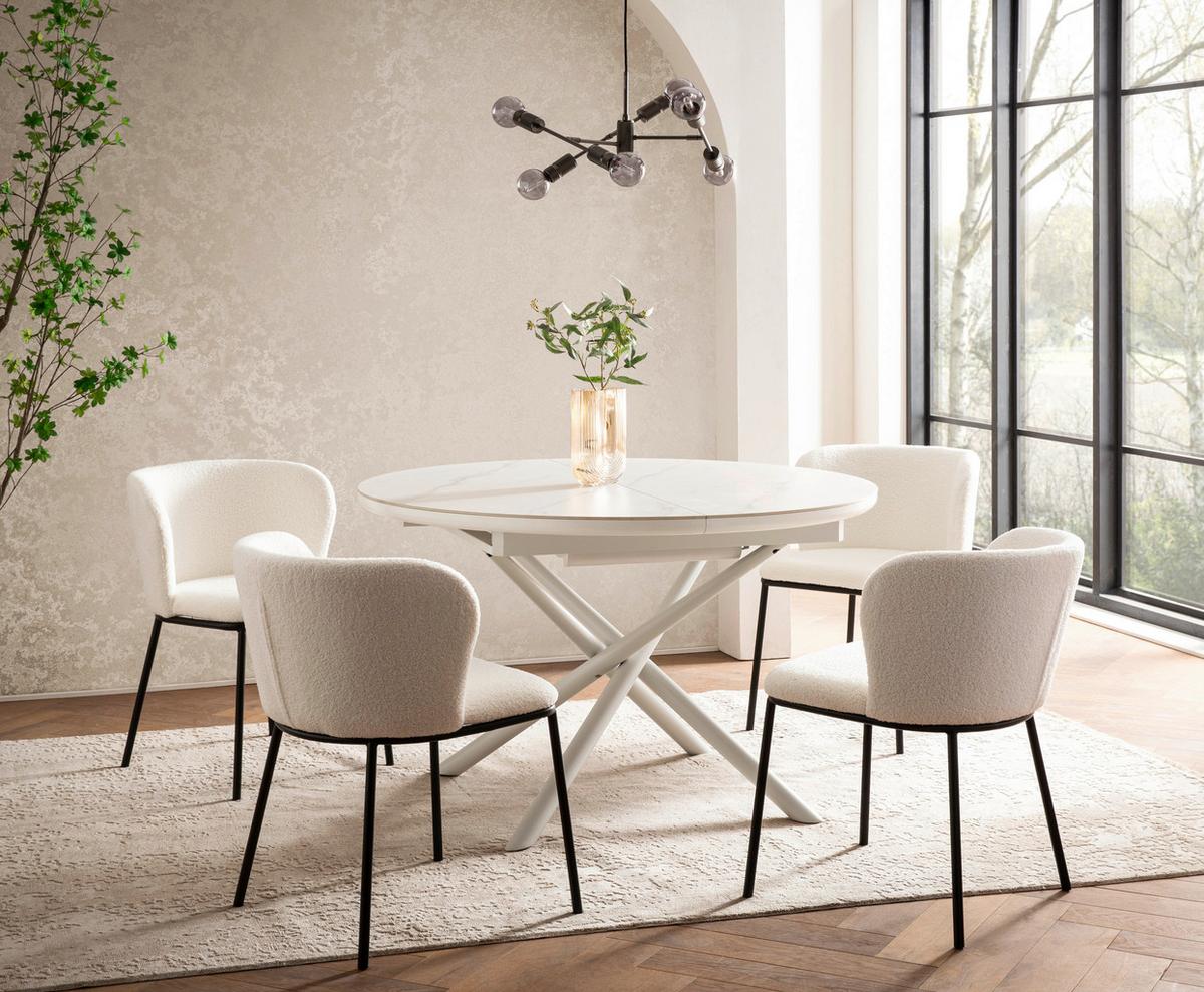 Esstisch Weiß B: 120-160 Cm - Weiß, MODERN, Keramik/Holzwerkstoff (120-160/120/76cm) - Livetastic