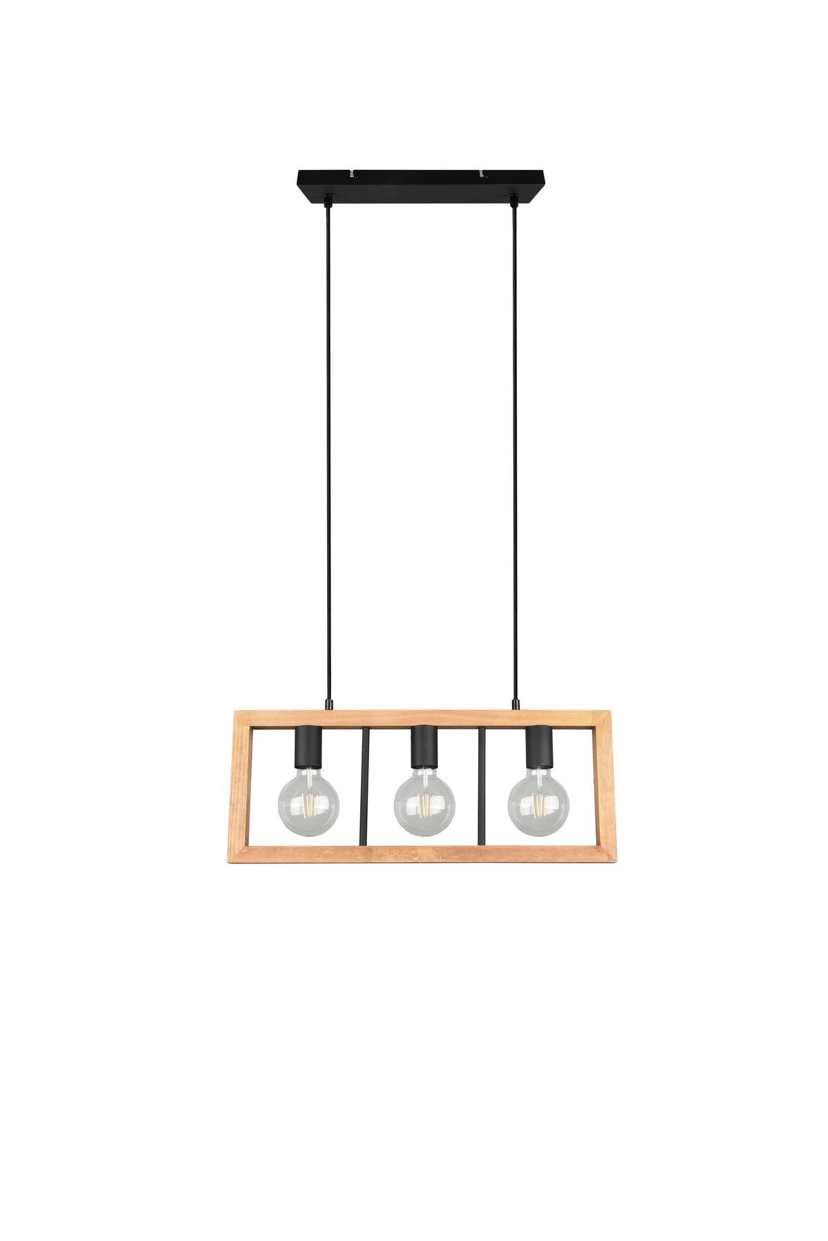 Pendelleuchte 313800332 Agra - Schwarz/Braun, Natur, Holz/Metall (60/150/8,5cm) - Trio Leuchten