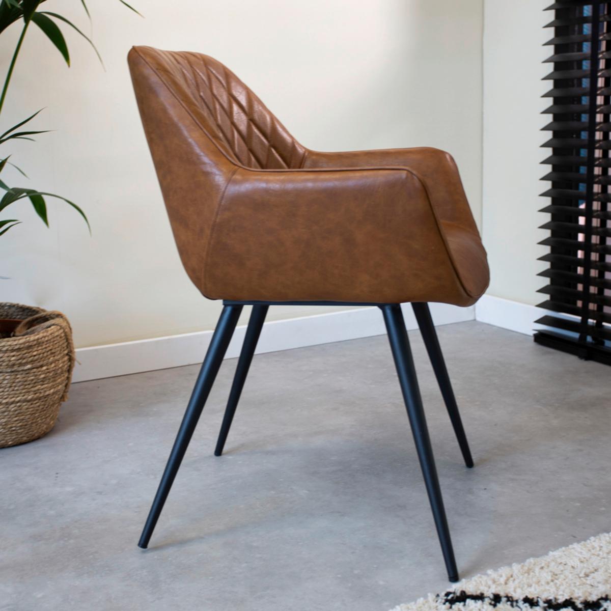 Stuhl-Set Cose - Cognac/Schwarz, KONVENTIONELL, Textil/Metall (62/83/60cm) - MID.YOU