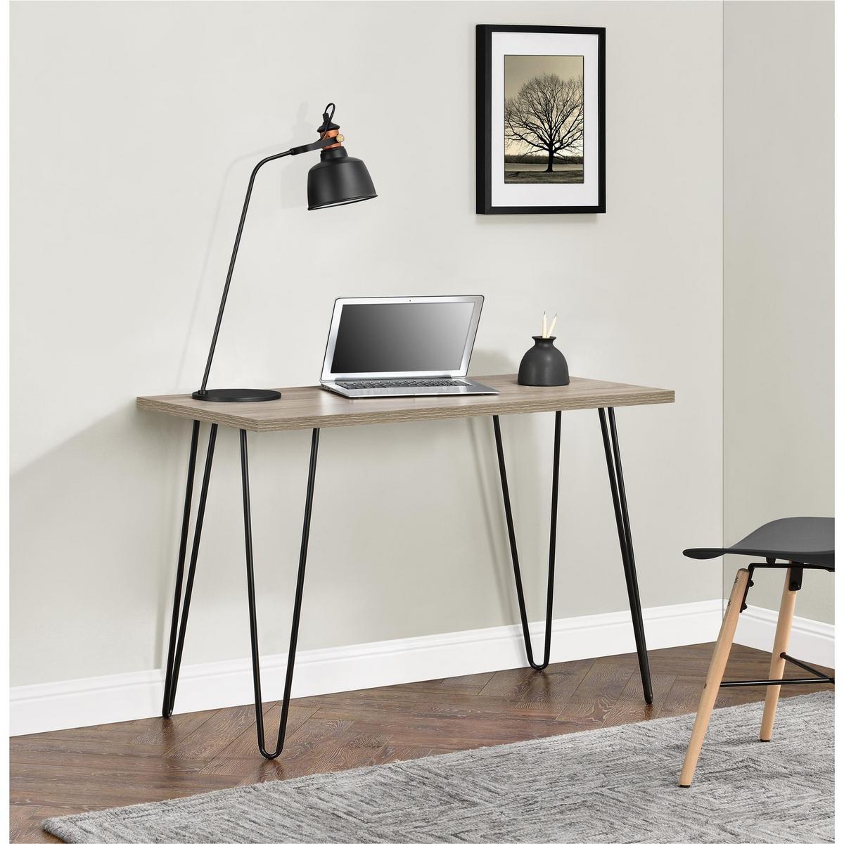 Schreibtisch Owen Eichefarben B: 68 cm - Eichefarben/Schwarz, Design, Karton/Keramik (101/68/49cm) - MID.YOU