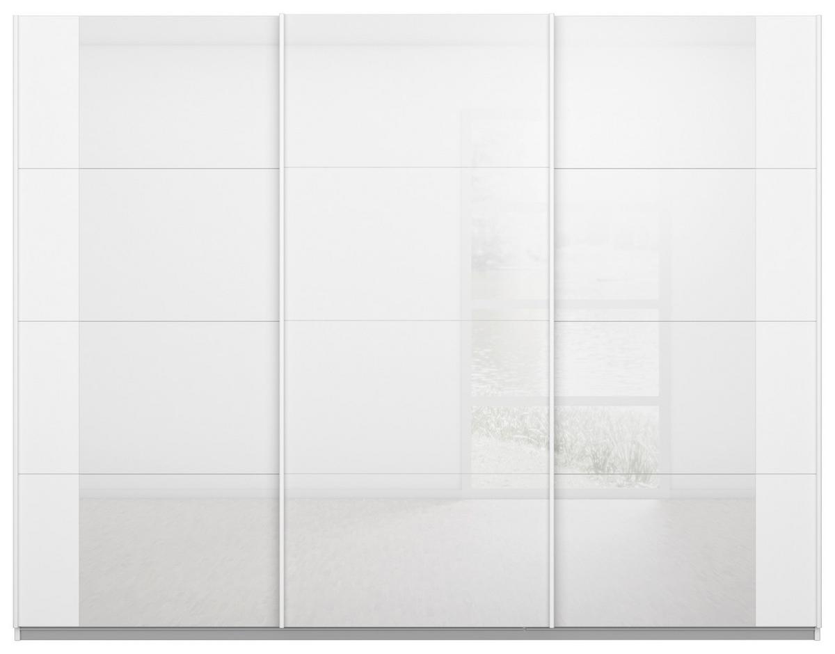 Schwebetürenschrank Artemis B: 271 Cm Weiß/weiß Hochglanz - Weiß Hochglanz/Weiß, MODERN, Glas/Holzwerkstoff (271/210/62cm) - Rauch Möbel