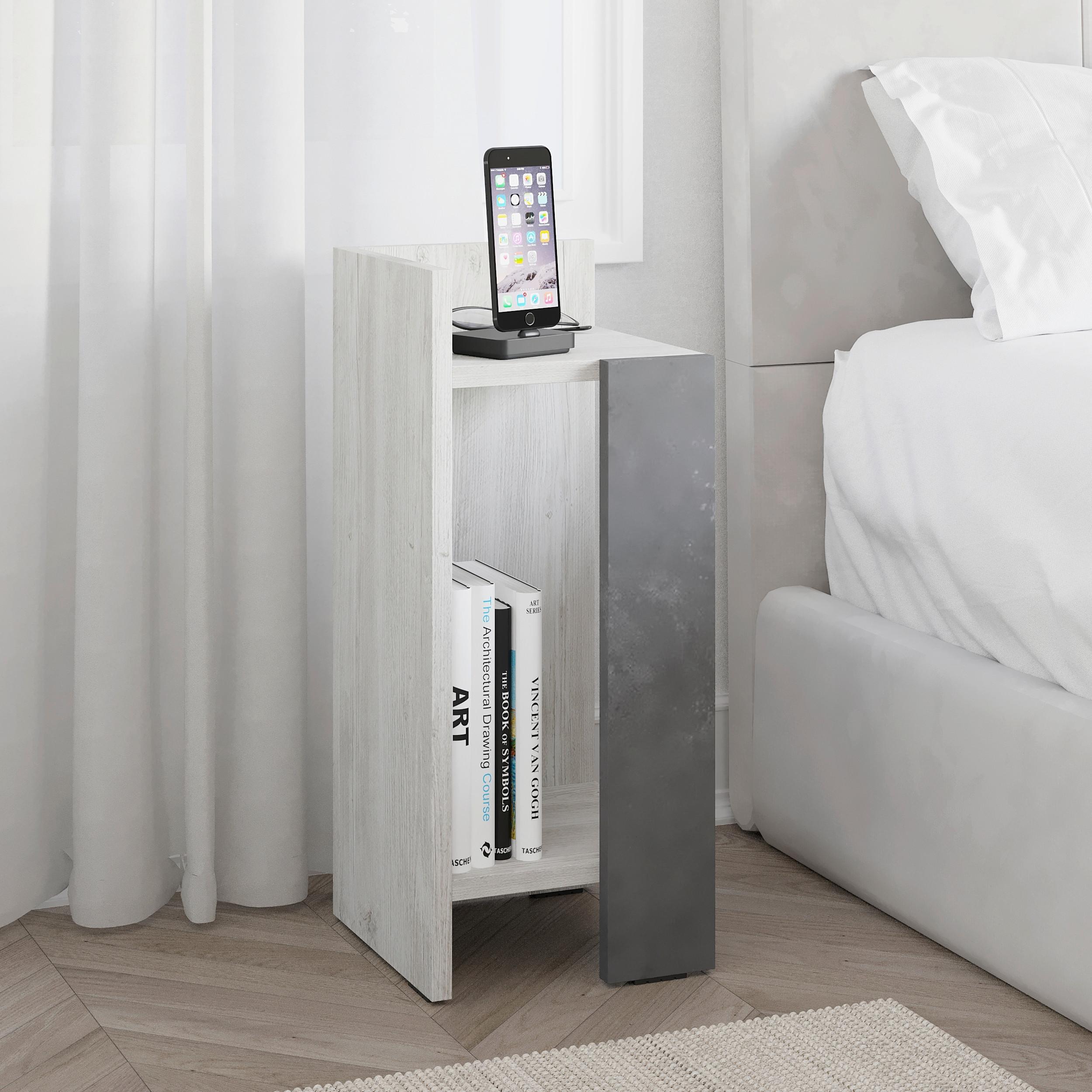 Kindernachtkästchen Elos, Grau Grauweiß B: 27 Cm - Grauweiß/Grau, Design, Holzwerkstoff (27/60/25cm) - Livetastic