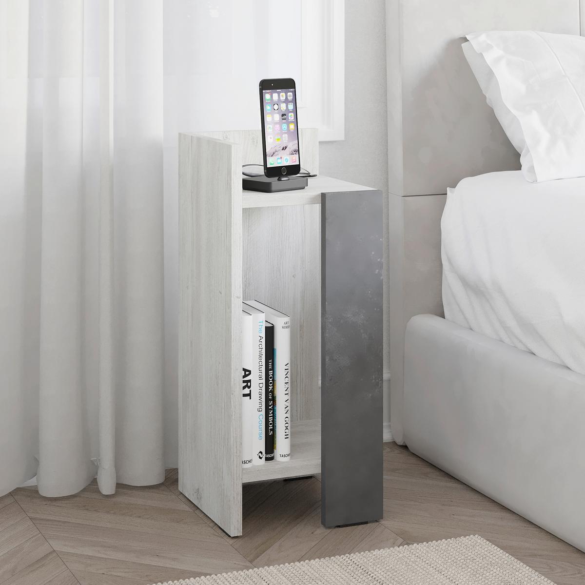 Kindernachtkästchen Elos, Grau Grauweiß B: 27 Cm - Grauweiß/Grau, Design, Holzwerkstoff (27/60/25cm) - Livetastic