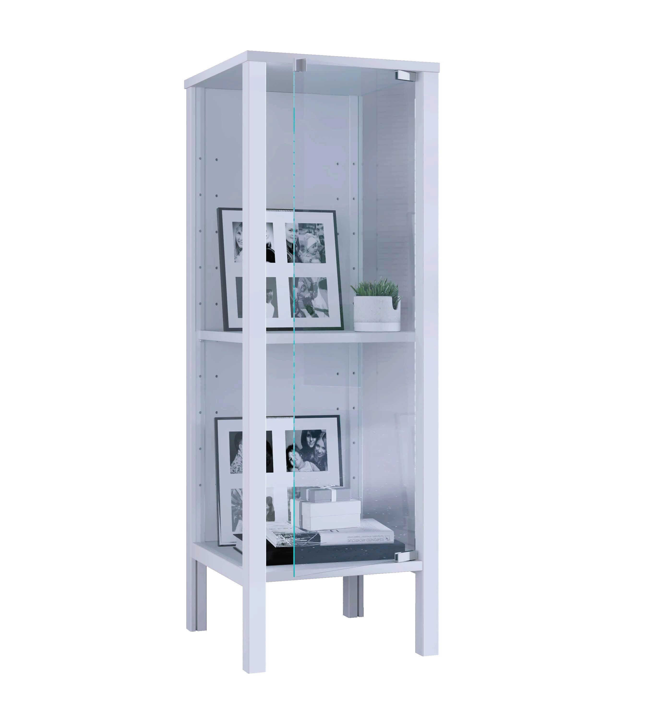 Vitrine Jensol Weiß B: 33 cm - Klar/Weiß, Design, Glas/Holzwerkstoff (33/98/35cm) - Livetastic